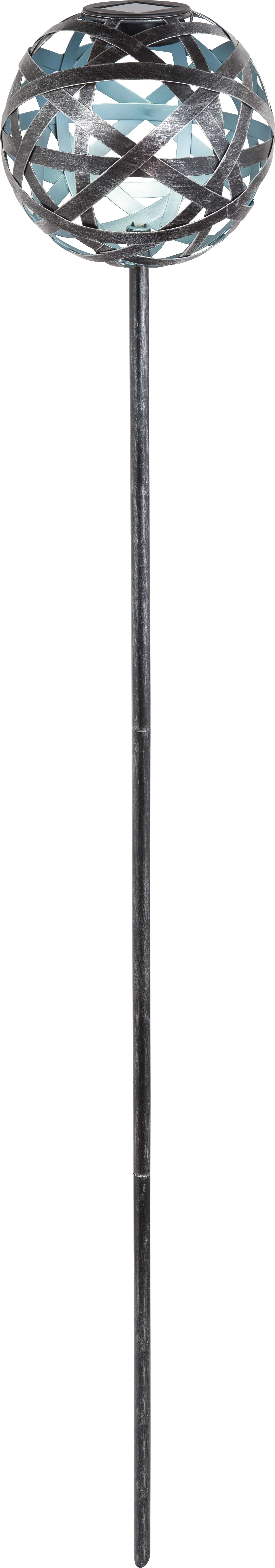 4333692208277_6 TrendLine LED Solarkugel silber-blau 18 cm mit Erdspieß