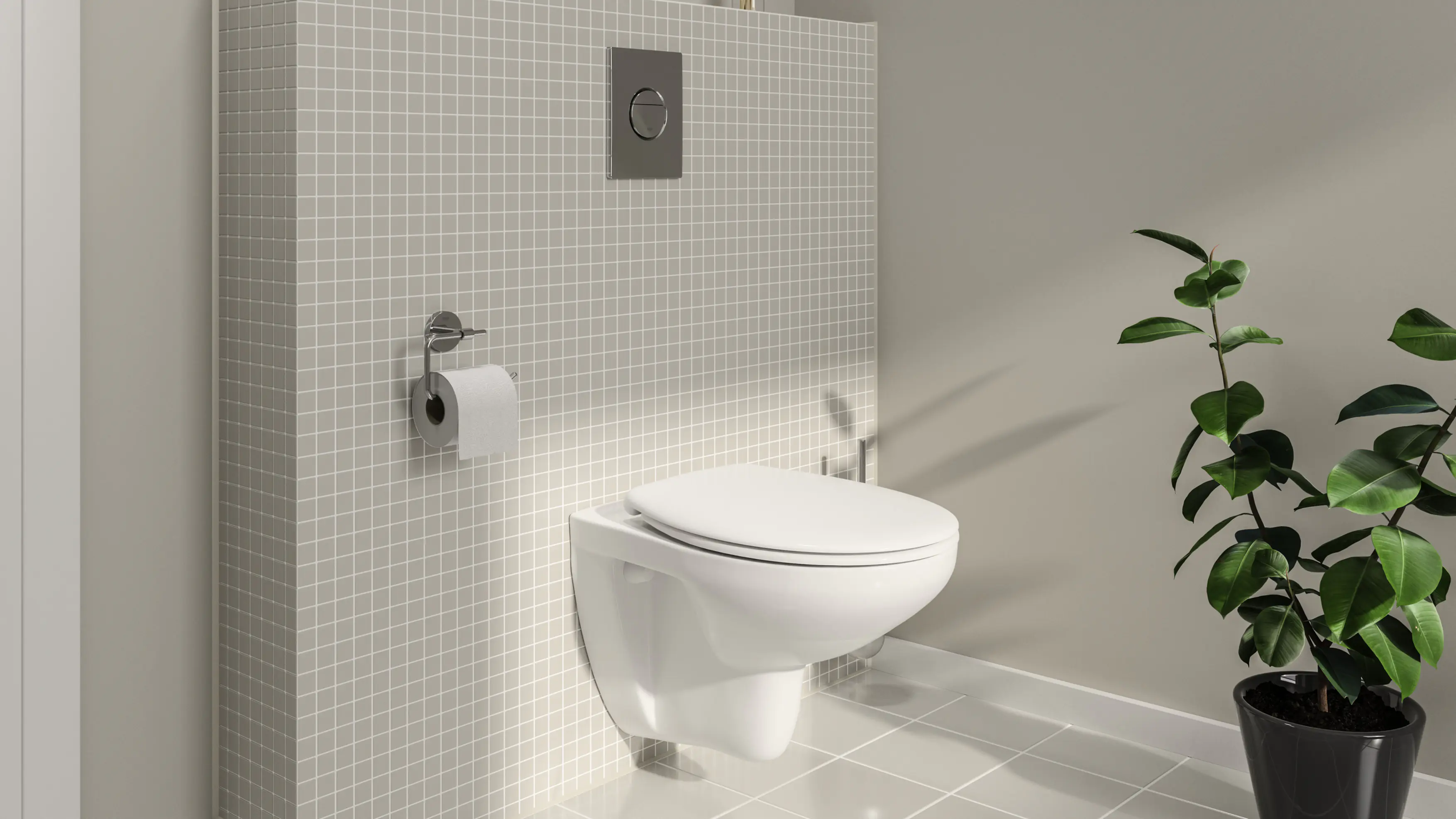 Grohe Wand-WC Komplettset Solido Compact chrom / alpinweiß, 5in1 Set