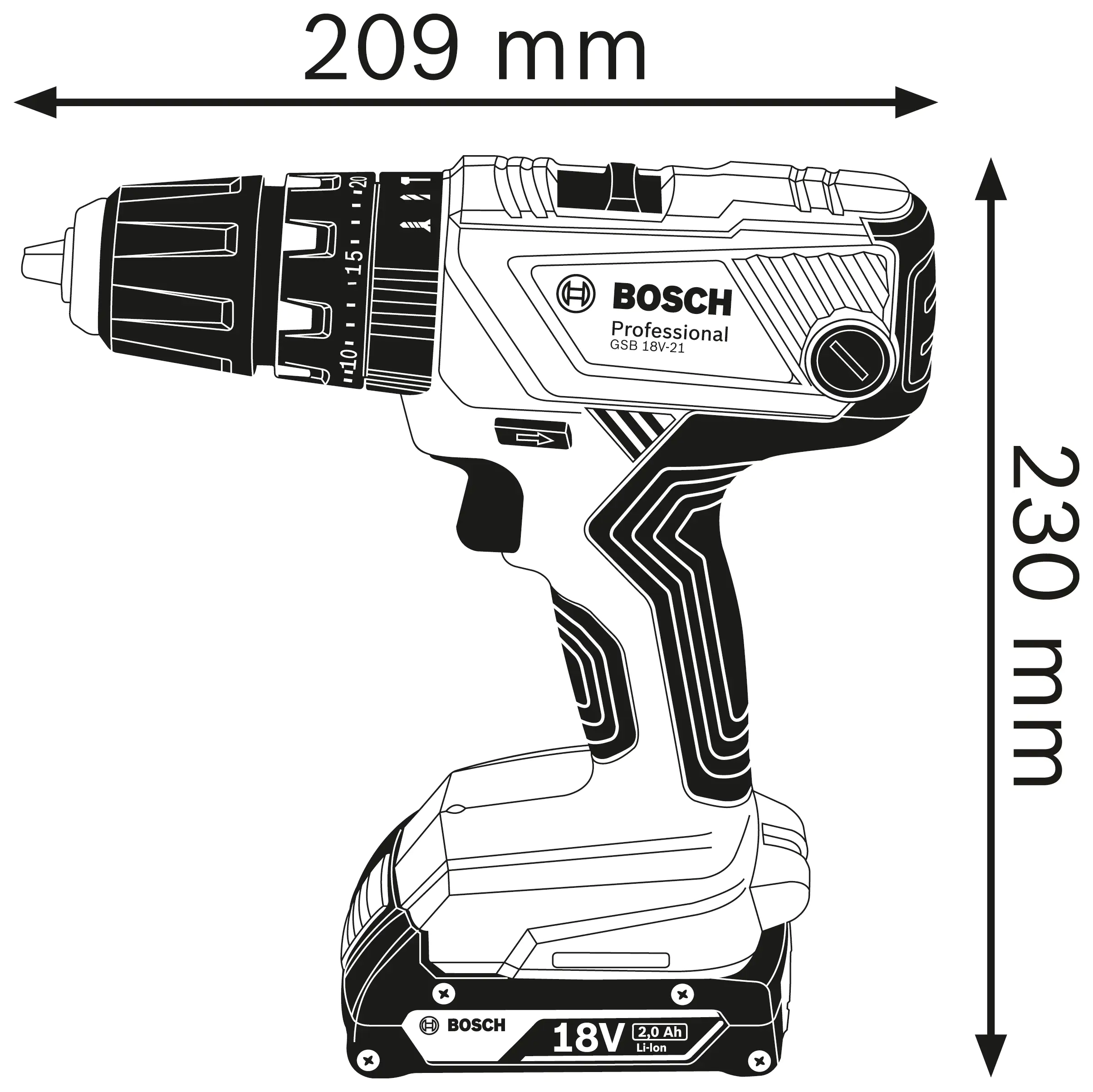 Bosch Professional Akku-Schlagbohrschrauber GSB 18V-21 18 V Solo