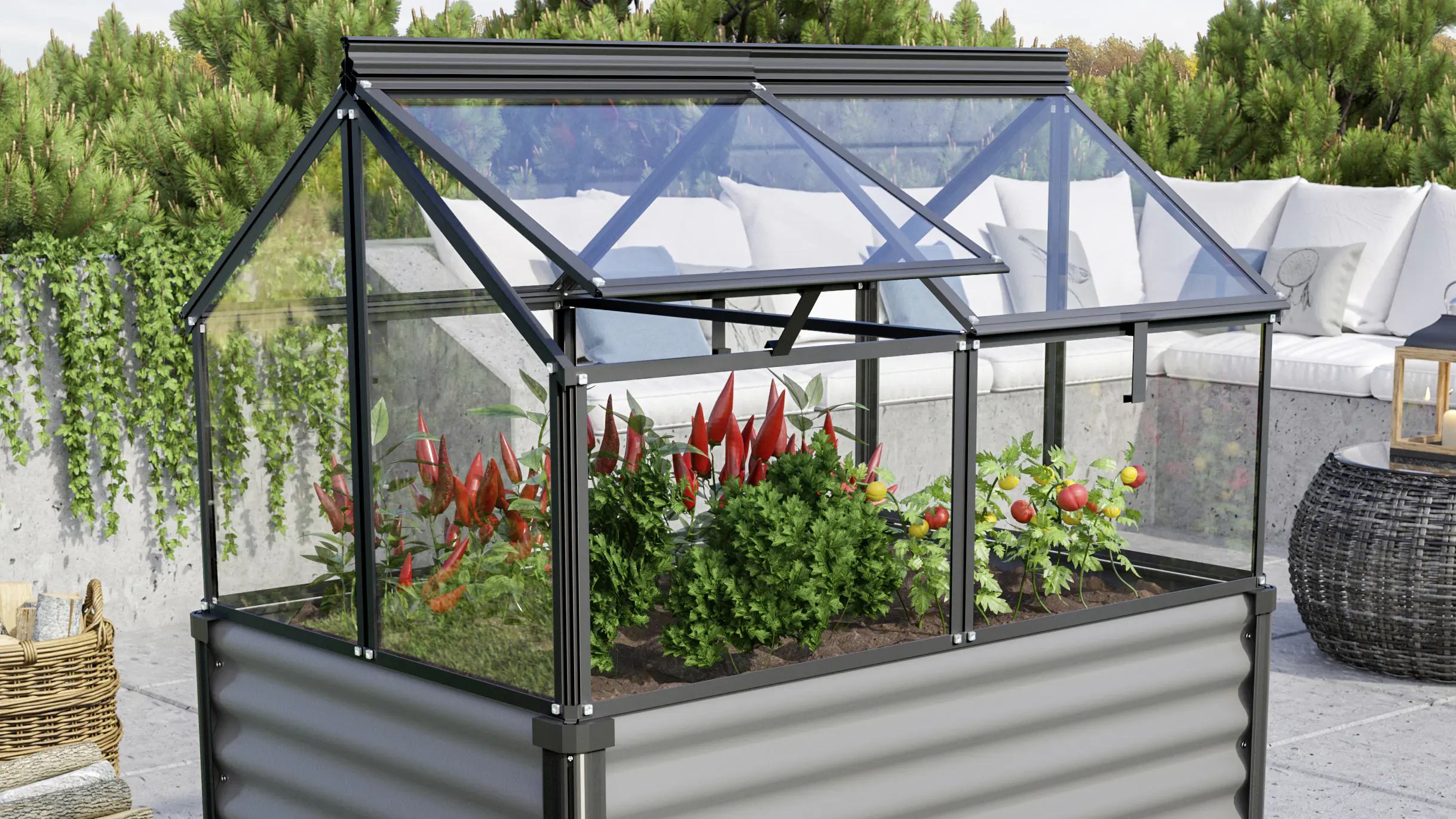 Vitavia Frühbeet Gaia Jumbo ESG 119 x 83 x 72 cm schwarz