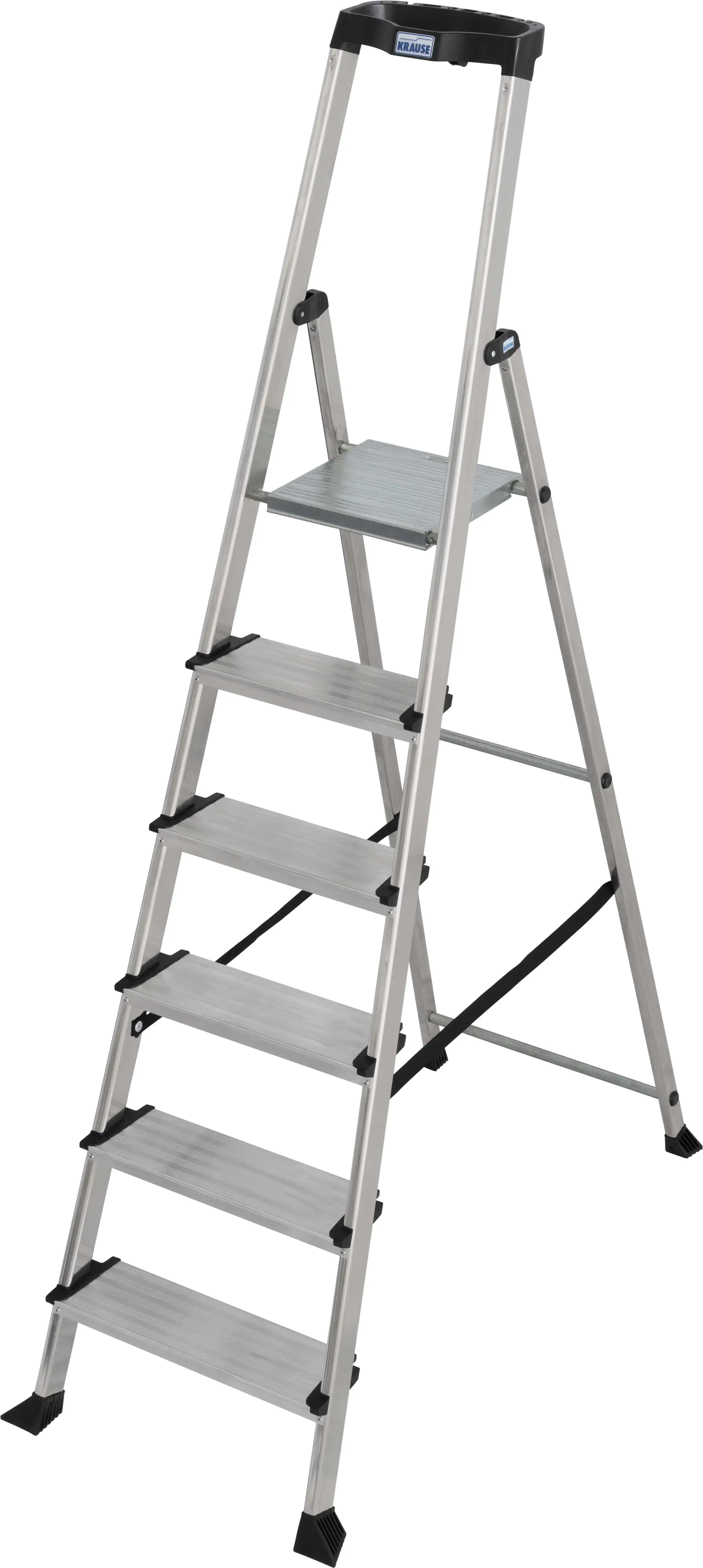 Krause Aluminium Stufen-Stehleiter Sepuro 6 Stufen mit Ablageschale 3,25 m
