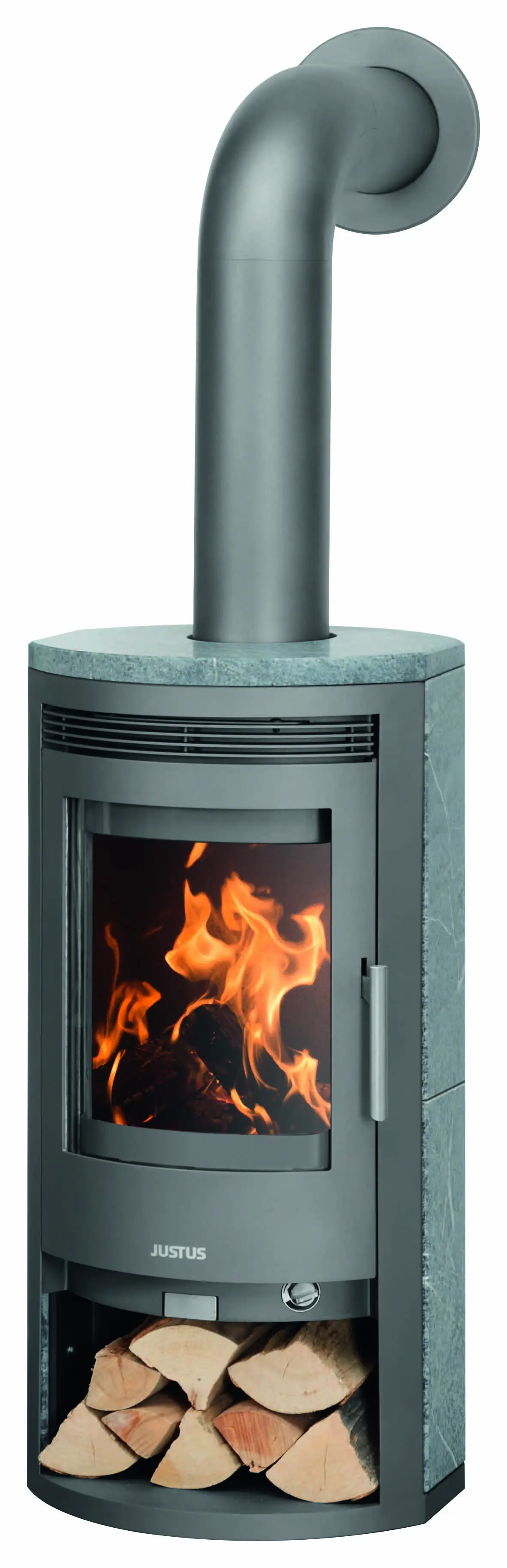 Justus Kaminofen Baltrum D 2.0 Speckstein Stahl gussgrau 5,5 kW
