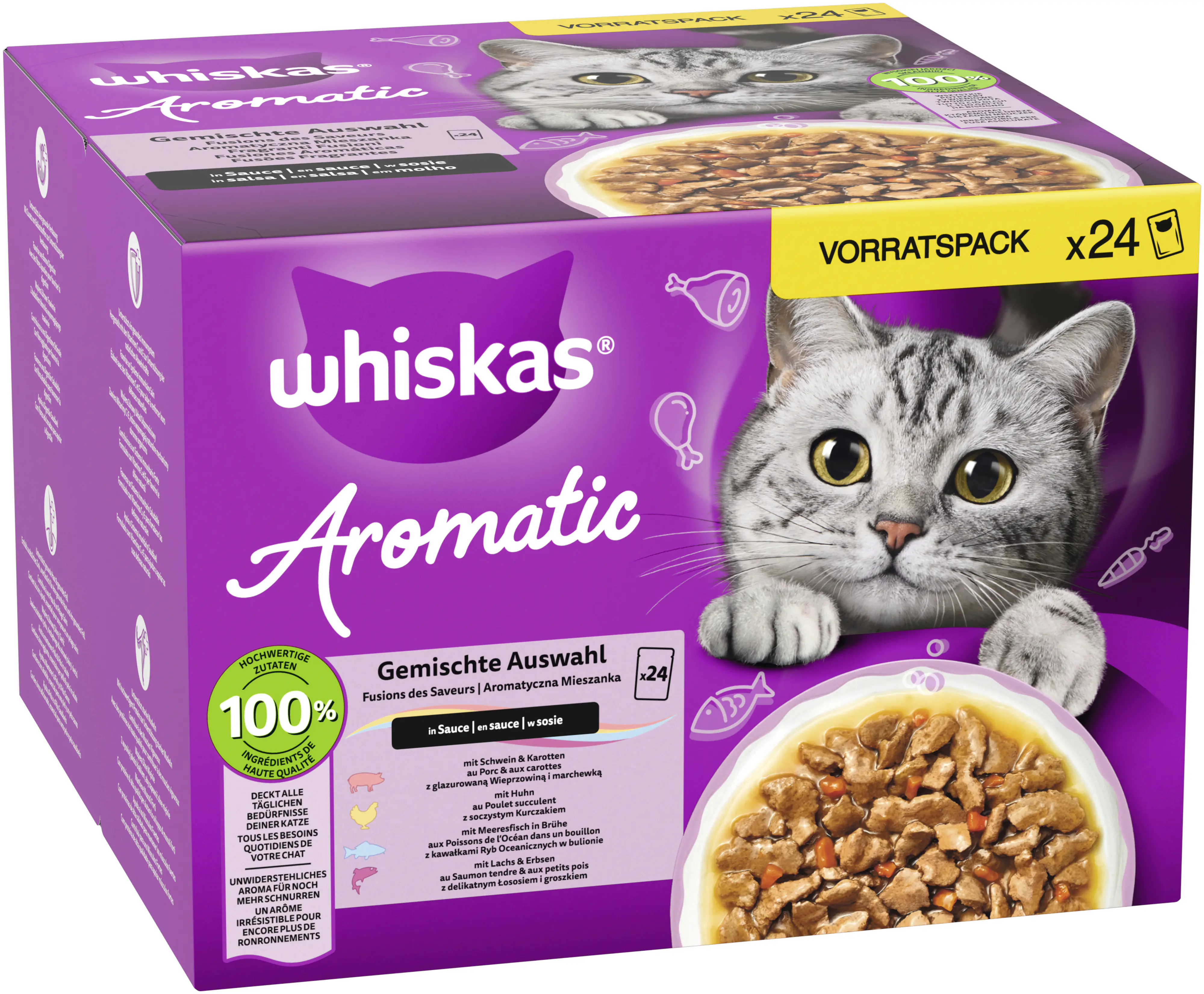 Whiskas Katzennassfutter Aromatic Selection 24 x 85 g Multipack Gemischte Auswahl