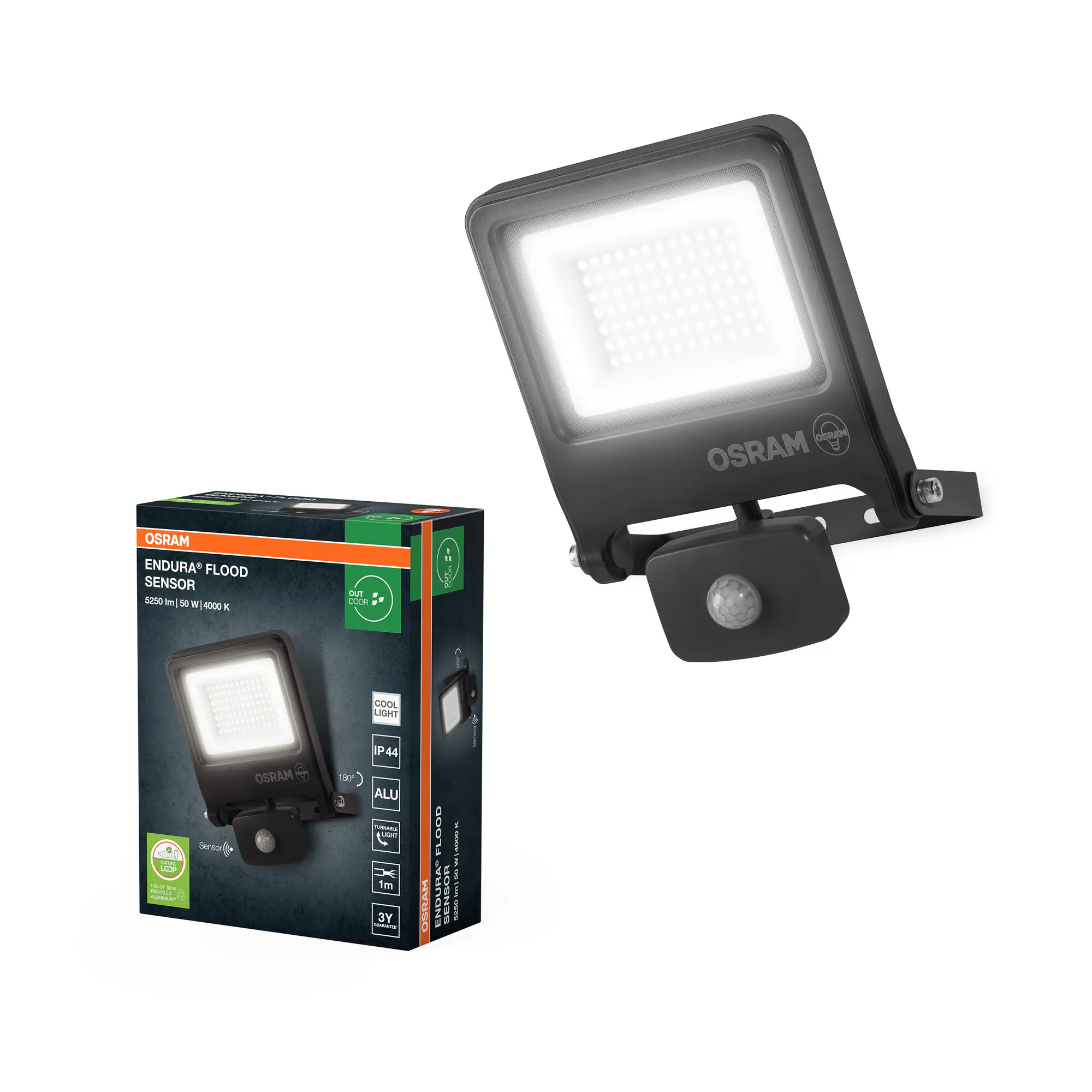 Osram Außenleuchte ENDURA Flood Bewegungsmelder 50W PCR dunkelgrau kaltweiß Osram Außenleuchte ENDURA Flood Bewegungsmelder 50W PCR dunkelgrau kaltweiß
