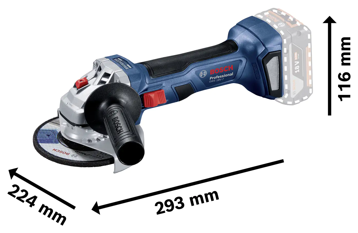 Bosch Professional Winkelschleifer GWS 18V-7 18 V Ø 125 mm