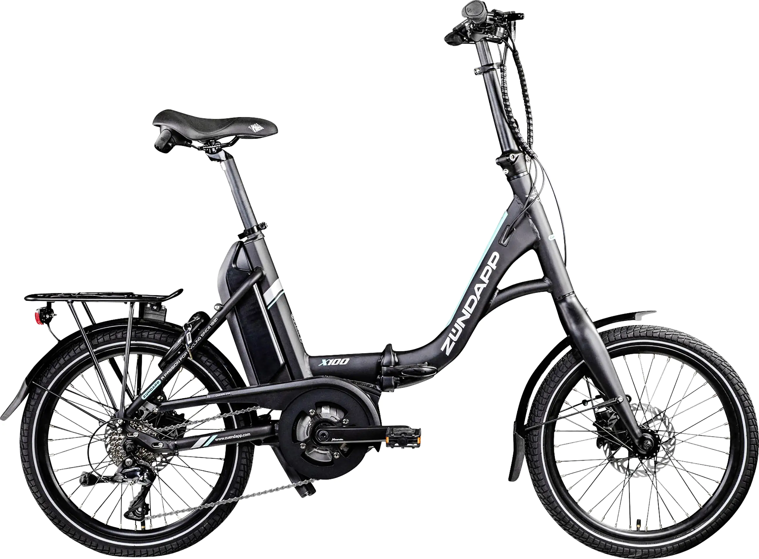 Zündapp E-Bike Faltrad X100 20 Zoll 9-Gang RH 45cm 400 Wh schwarz/türkis Zündapp E-Bike Faltrad X100 20 Zoll 9-Gang RH 45cm 400 Wh schwarz/türkis