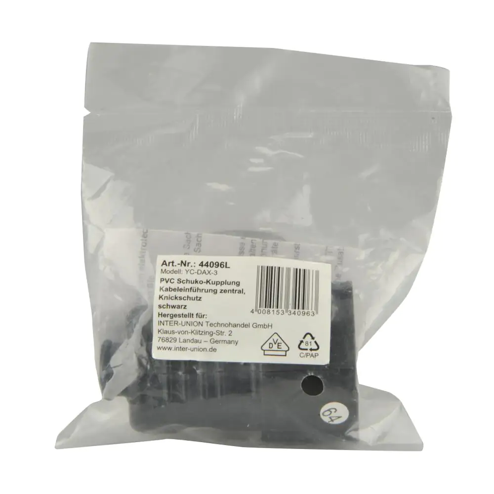 Schutzkontakt-Kupplung mit Knickschutz schwarz