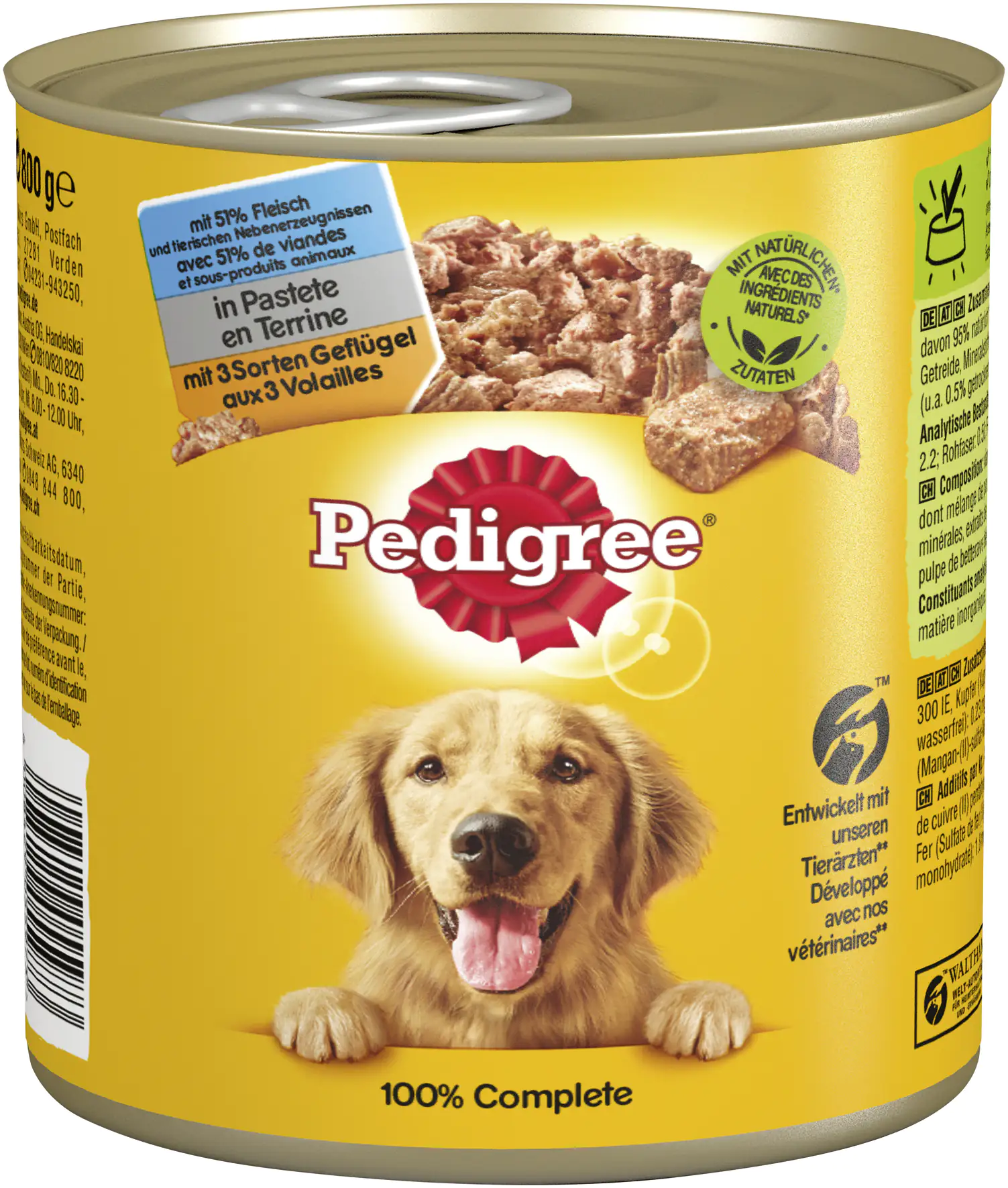 4008429055973 Pedigree Hundefutter Classic 800 g mit 3 Sorten Geflügel