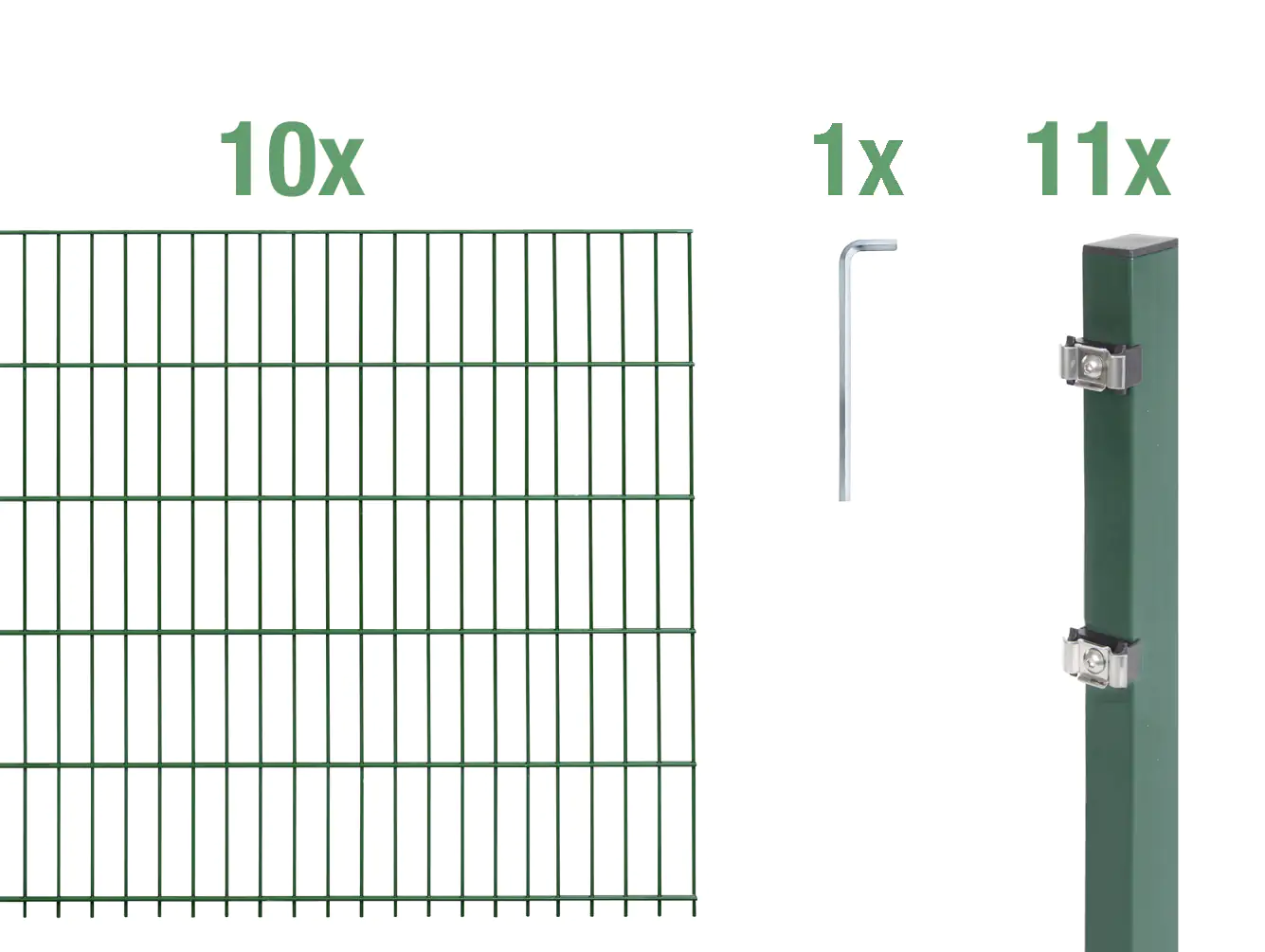 Alberts Doppelstabmatten-Grundset 20 m 200 x 100 cm 6/5/6 grün Alberts Doppelstabmatten-Grundset 20 m 200 x 100 cm 6/5/6 grün