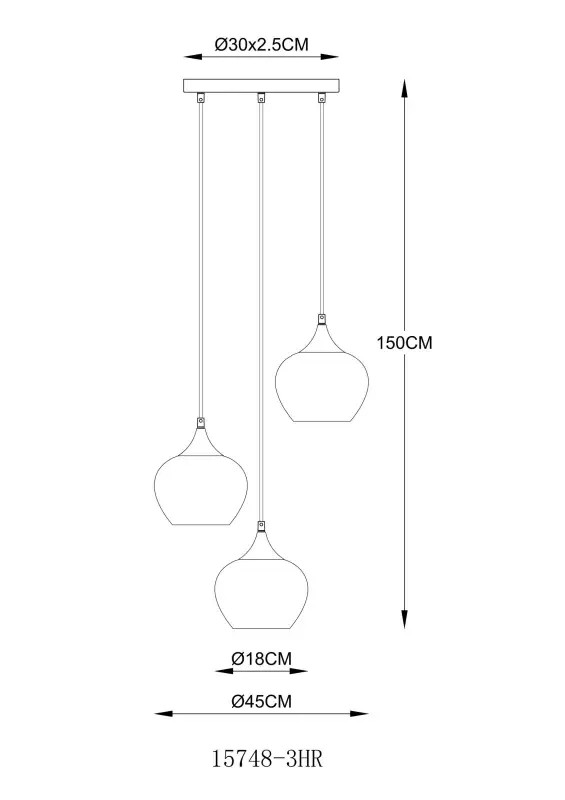 Globo Hängeleuchte Sander 45 x 150 cm (Ø x H) bunt matt