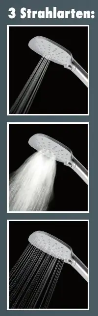 Primaster Handbrause 3 Strahlarten Water Spring quadratisch chrom wassersparend