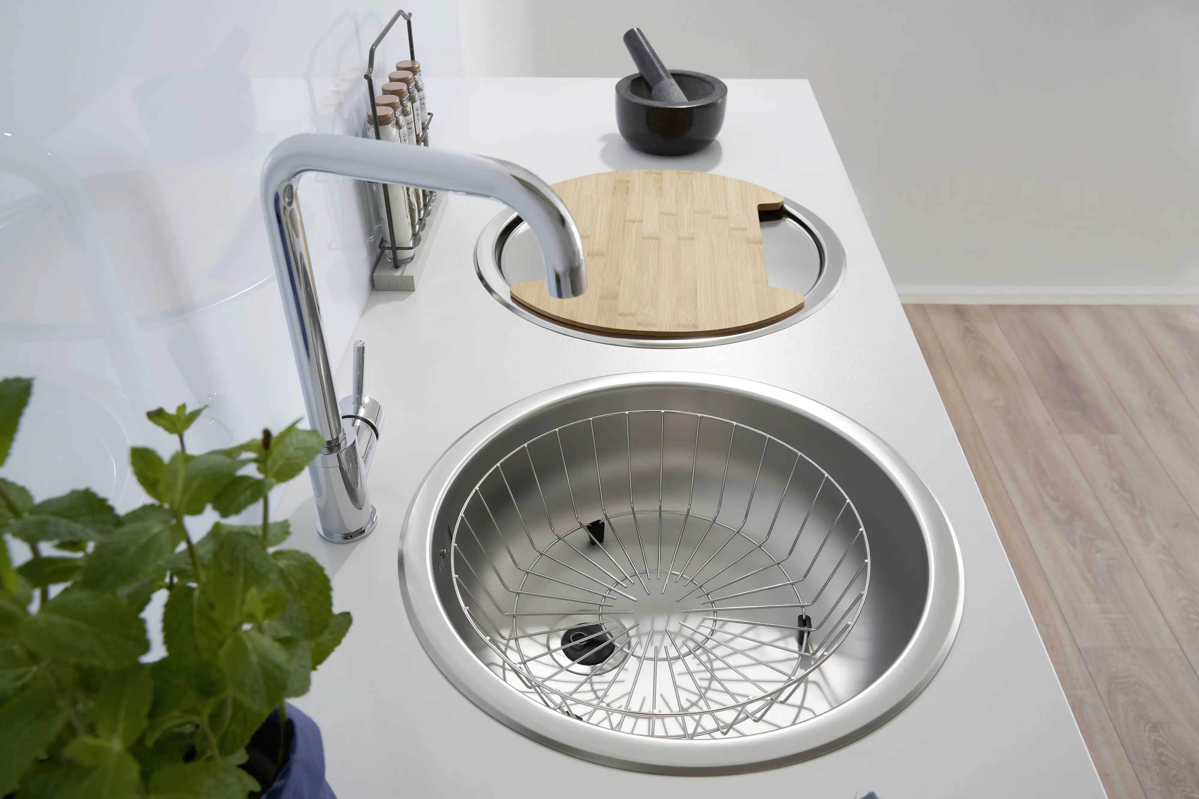 4260287649194_3085035 Respekta Rundbecken-Set Edelstahl Einbauspüle mit Geschirrkorb