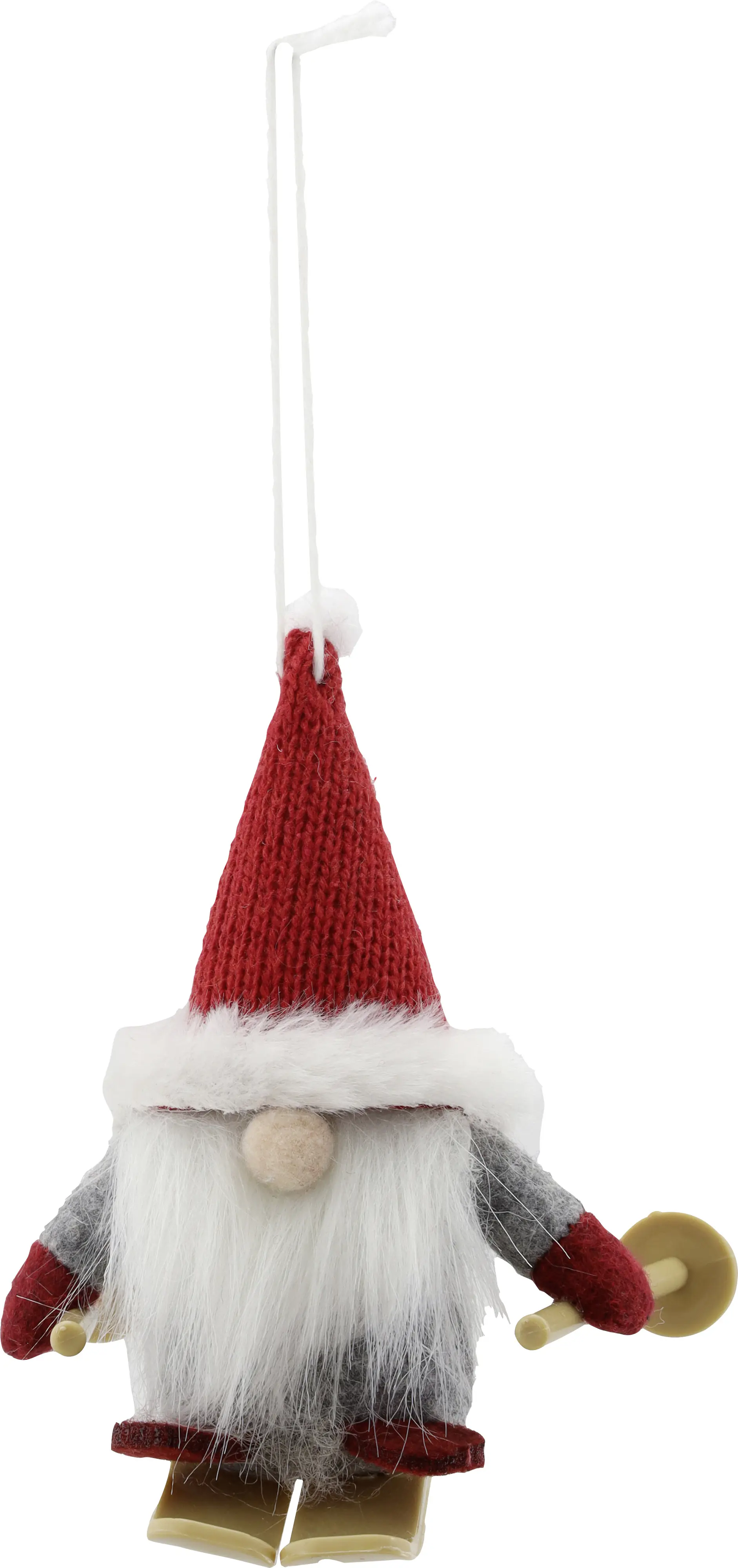 Weihnachtsanhänger Wichtel aus Filz & Kunststoff 11,5 cm grau/rot