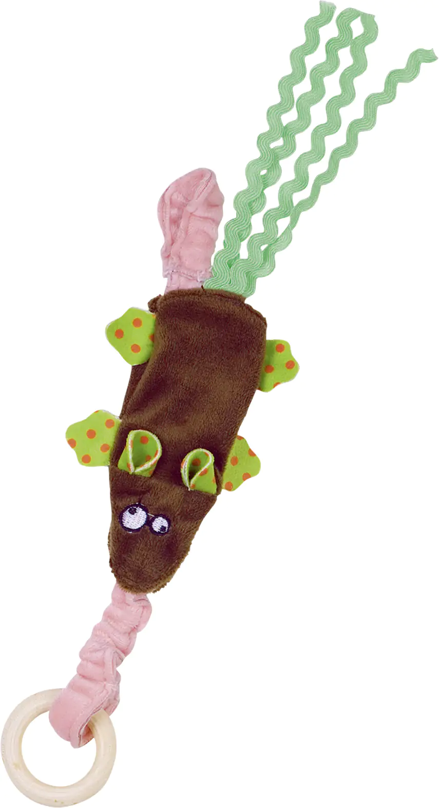 Nobby Plüsch Maus elastisch mit Holzring 29,5 cm grün