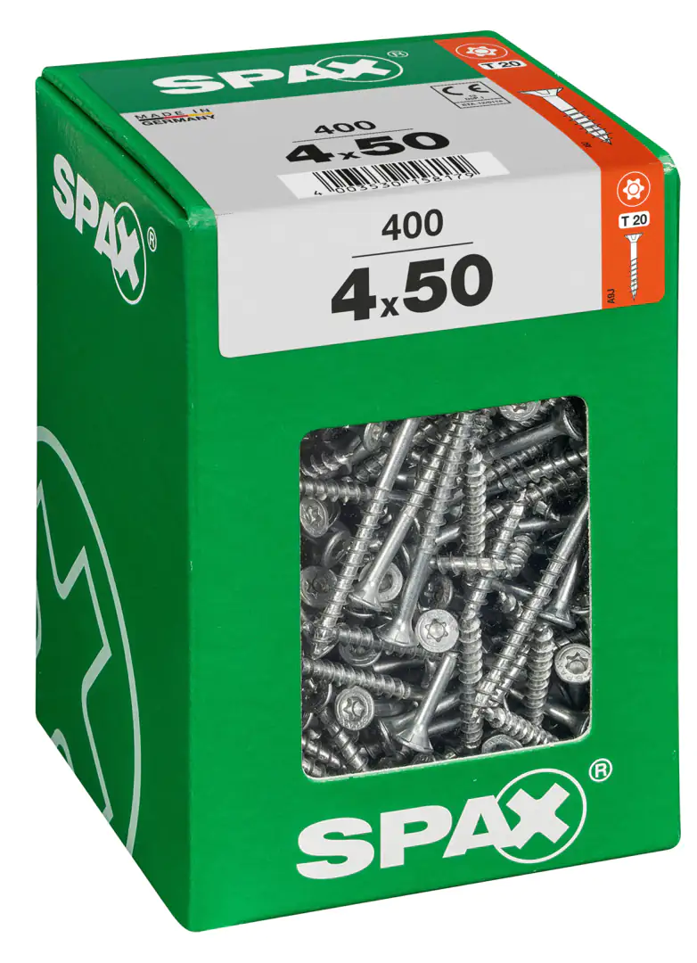Spax Universalschrauben 4.0 x 50 mm TX 20 - 400 Stk. Spax Universalschrauben 4.0 x 50 mm TX 20 - 400 Stk.