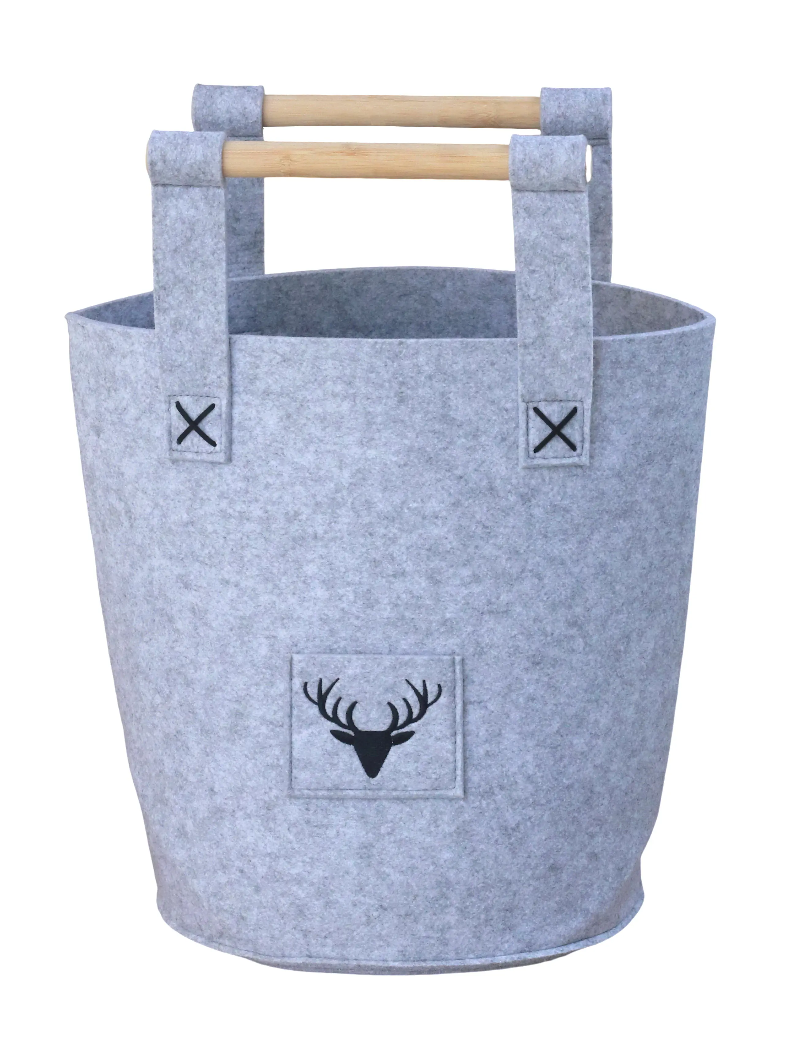 TrendLine Holzkorb Filz Ø 28 x 35 cm grau