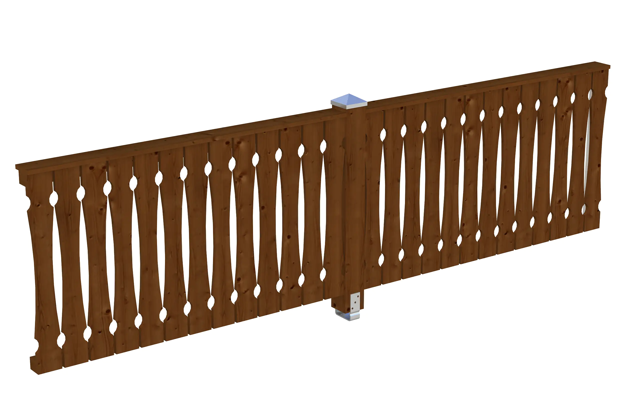 SKAN HOLZ Brüstung Balkonschalung 355 x 96 cm, Fichte, lasiert in Nussbaum