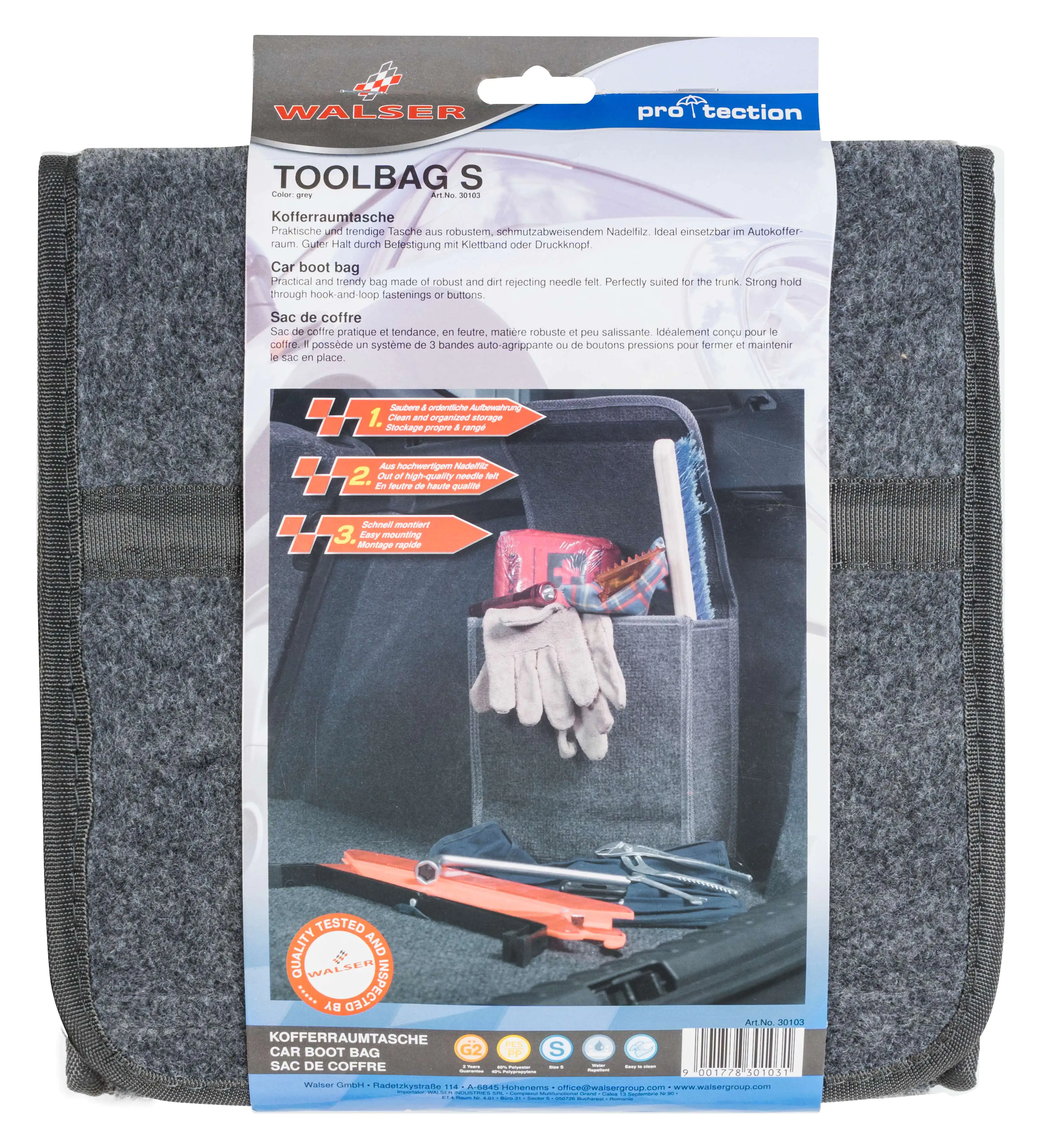 9001778301031_004 Walser Toolbag Kofferraumtasche Größe S grau 28,5x14x28cm