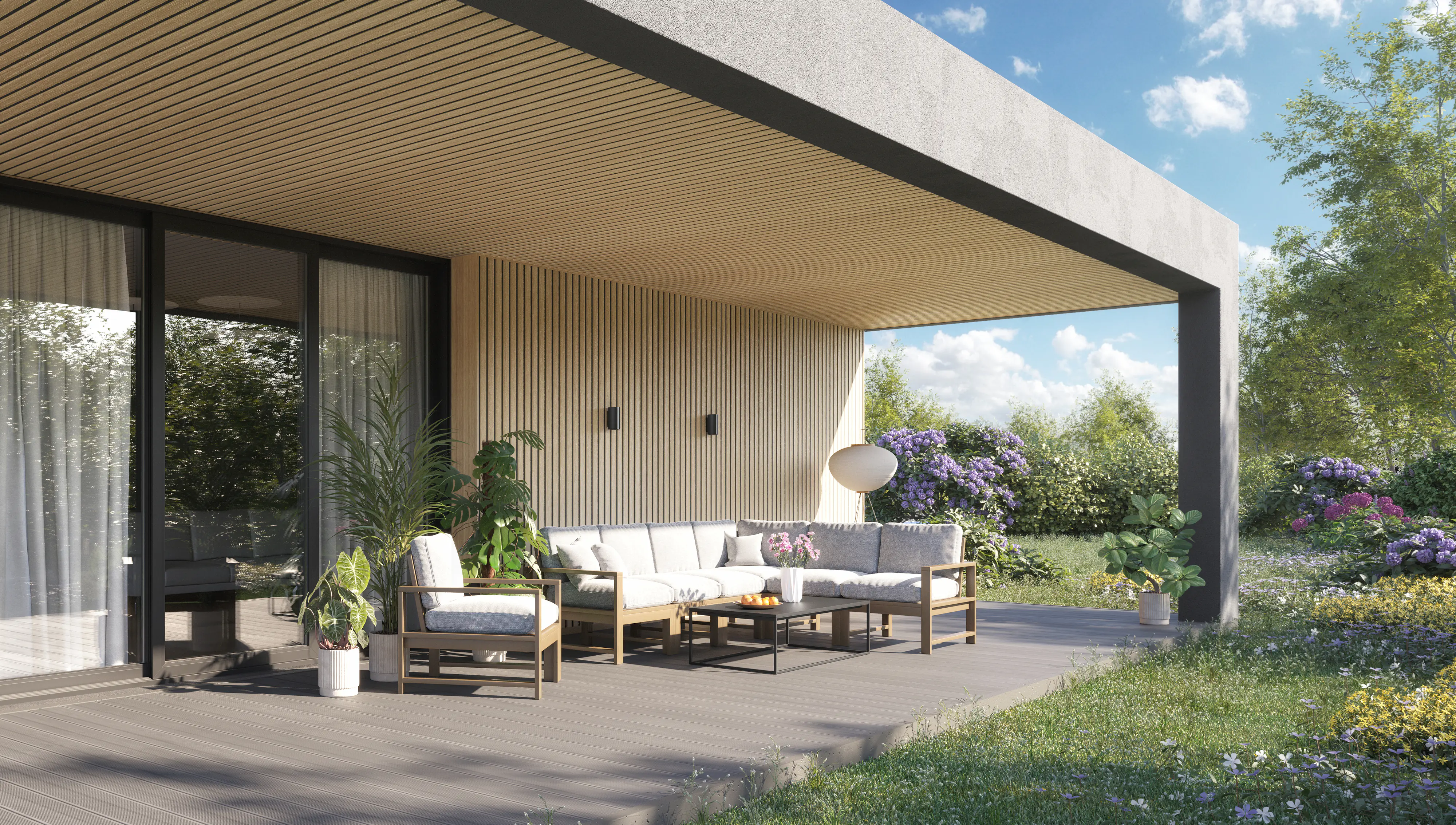 Fassadenverkleidung PVC 295 x 28,3 cm eiche hell/schwarz