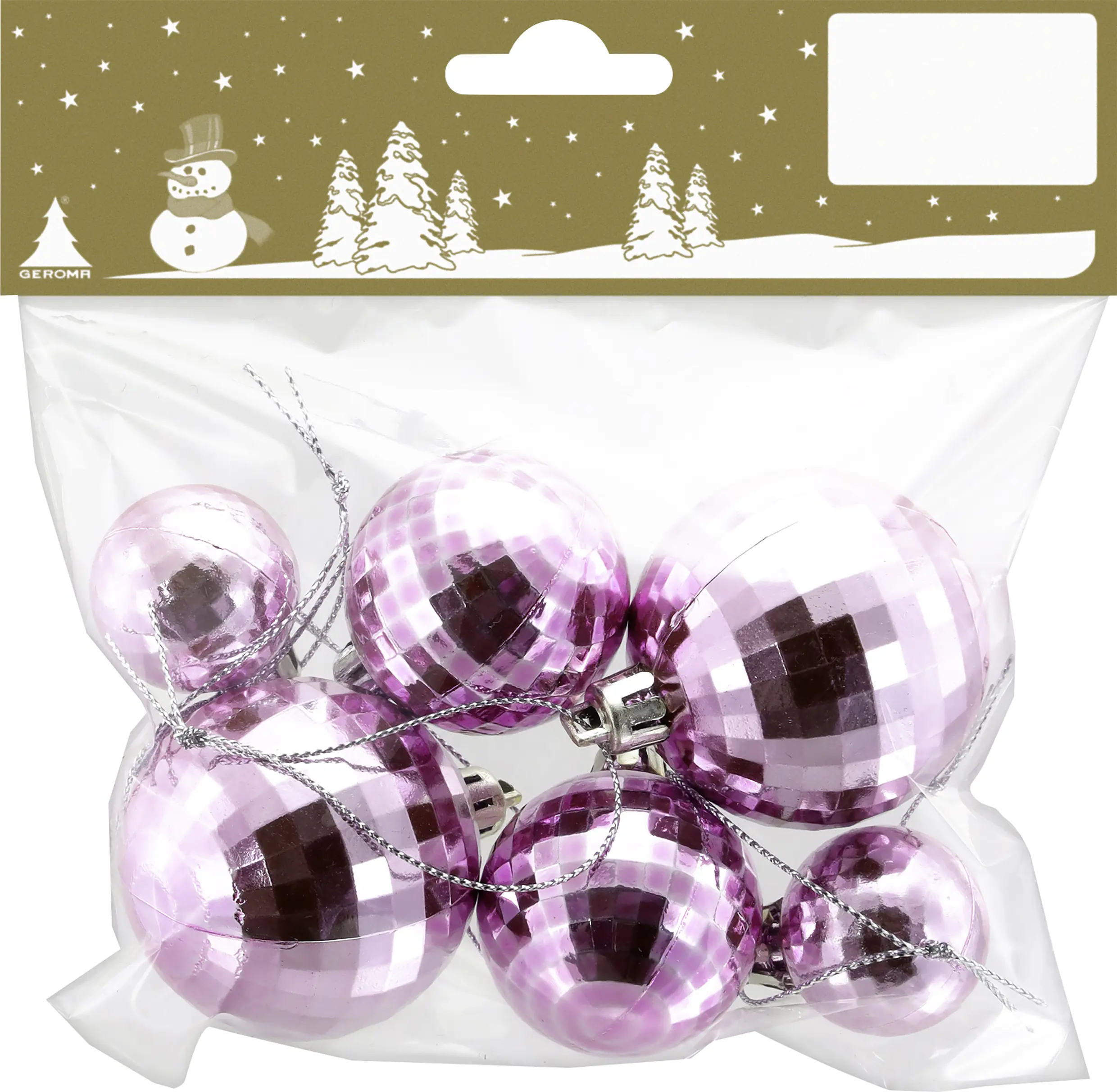Weihnachtsdeko Discokugel aus Kunststoff 3-5 cm rosa - 6 Stück