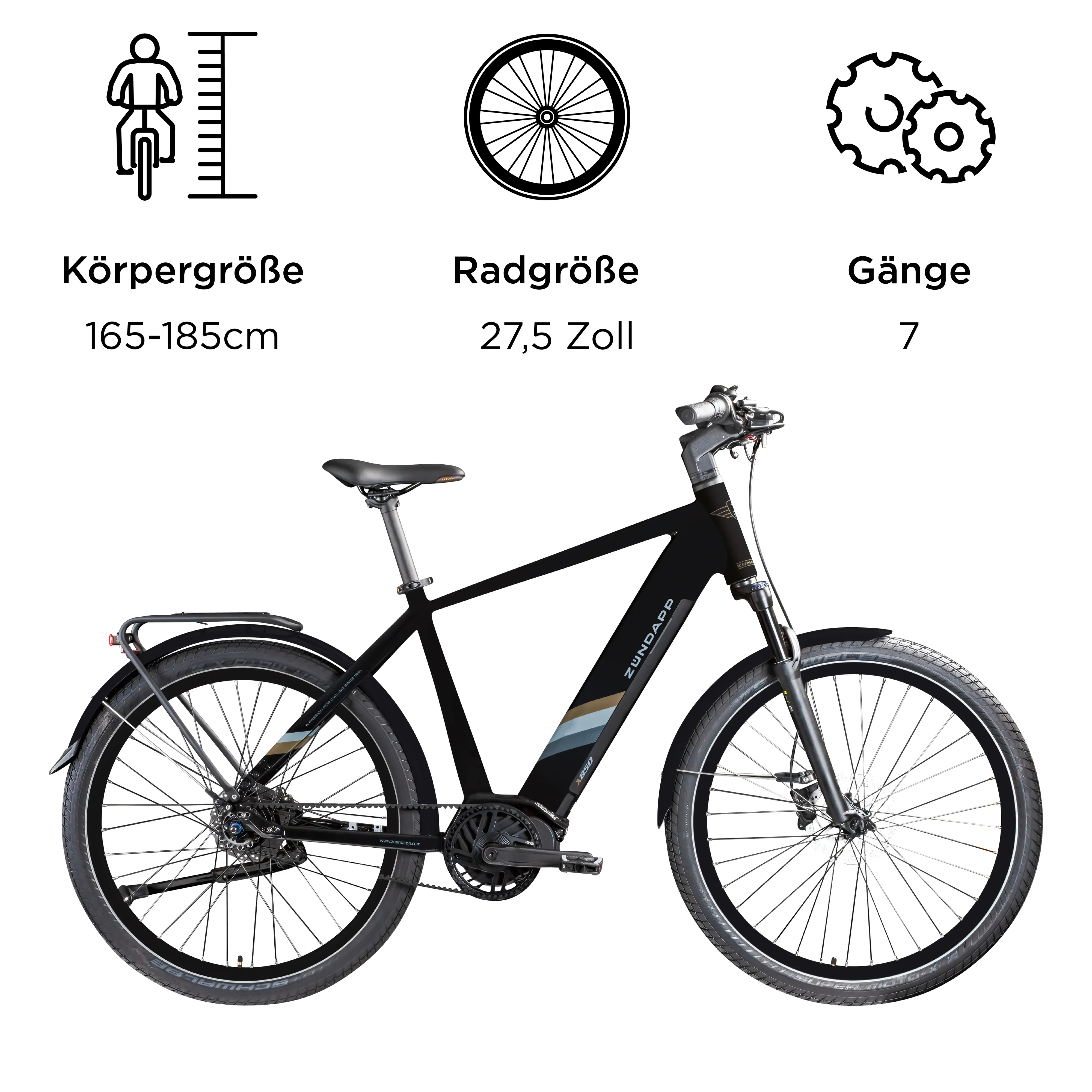 Zündapp E-Bike Trekking X850 Diamantrahmen 27,5 Zoll 7-Gang 550 Wh schwarz  Zündapp E-Bike Trekking X850 Diamantrahmen 27,5 Zoll 7-Gang 550 Wh schwarz