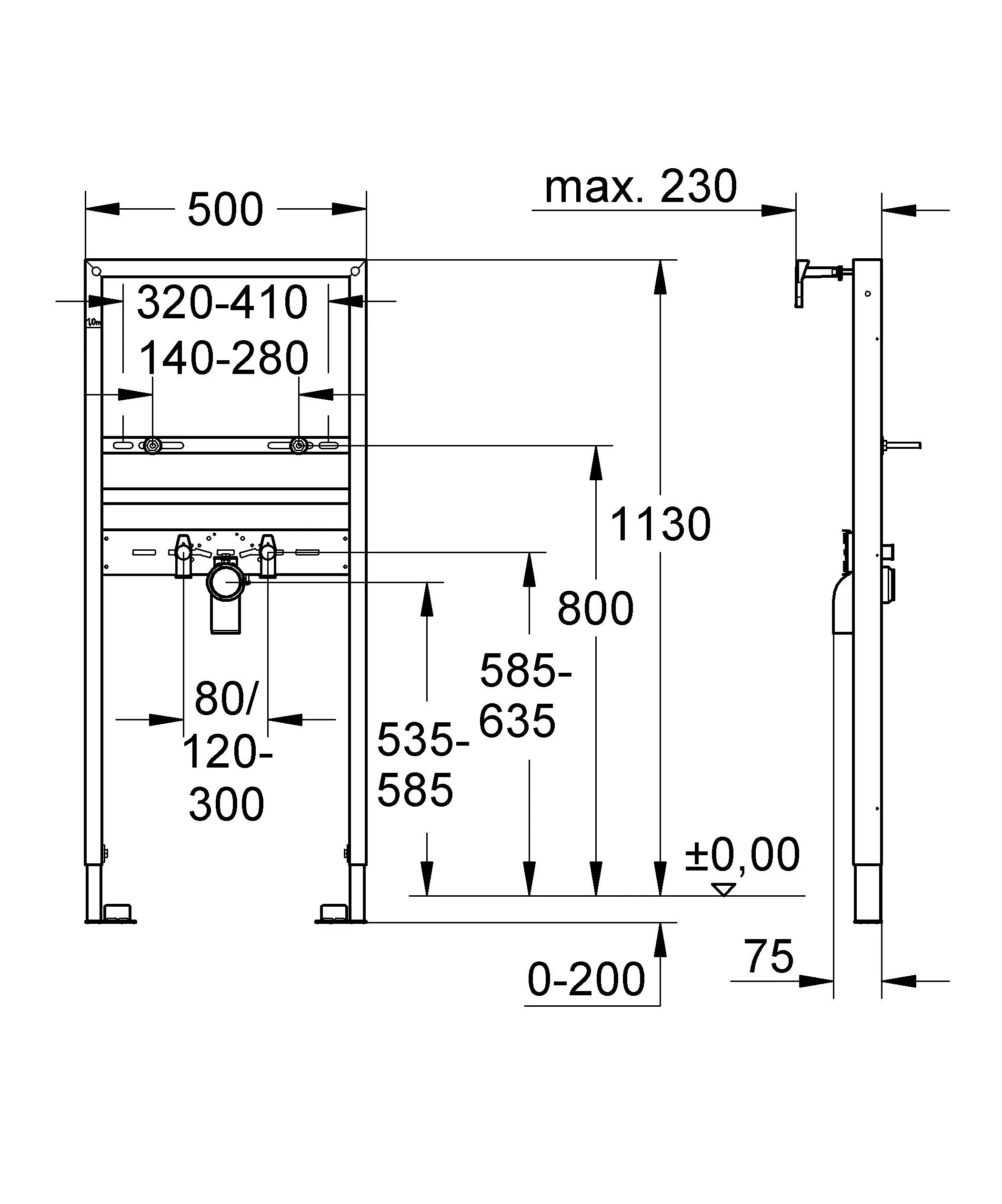 Grohe Solido für Waschtisch 50 x 113 cm chrom