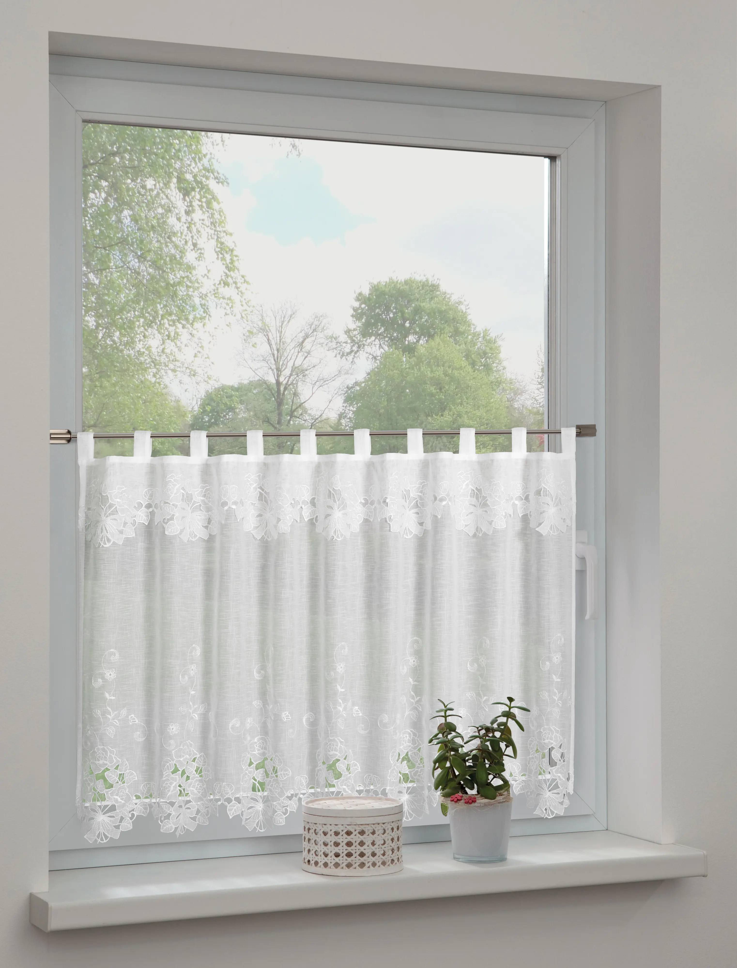 Sehlbach Schlaufenpanneau Rosenbouquet weiß 135 x 75 cm