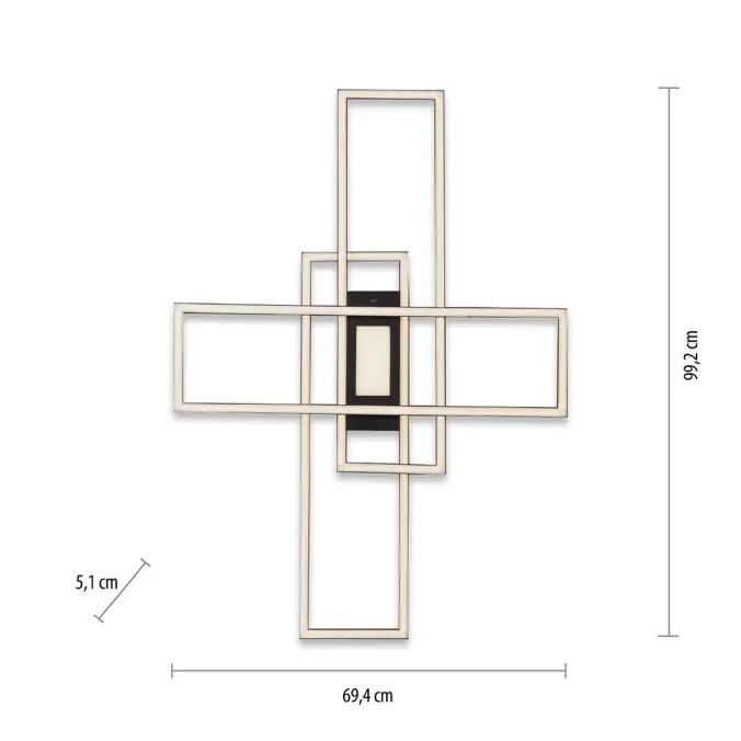 JustLight LED CCT Deckenleuchte Asmin schwarz 99 x 69,5 cm dimmbar
