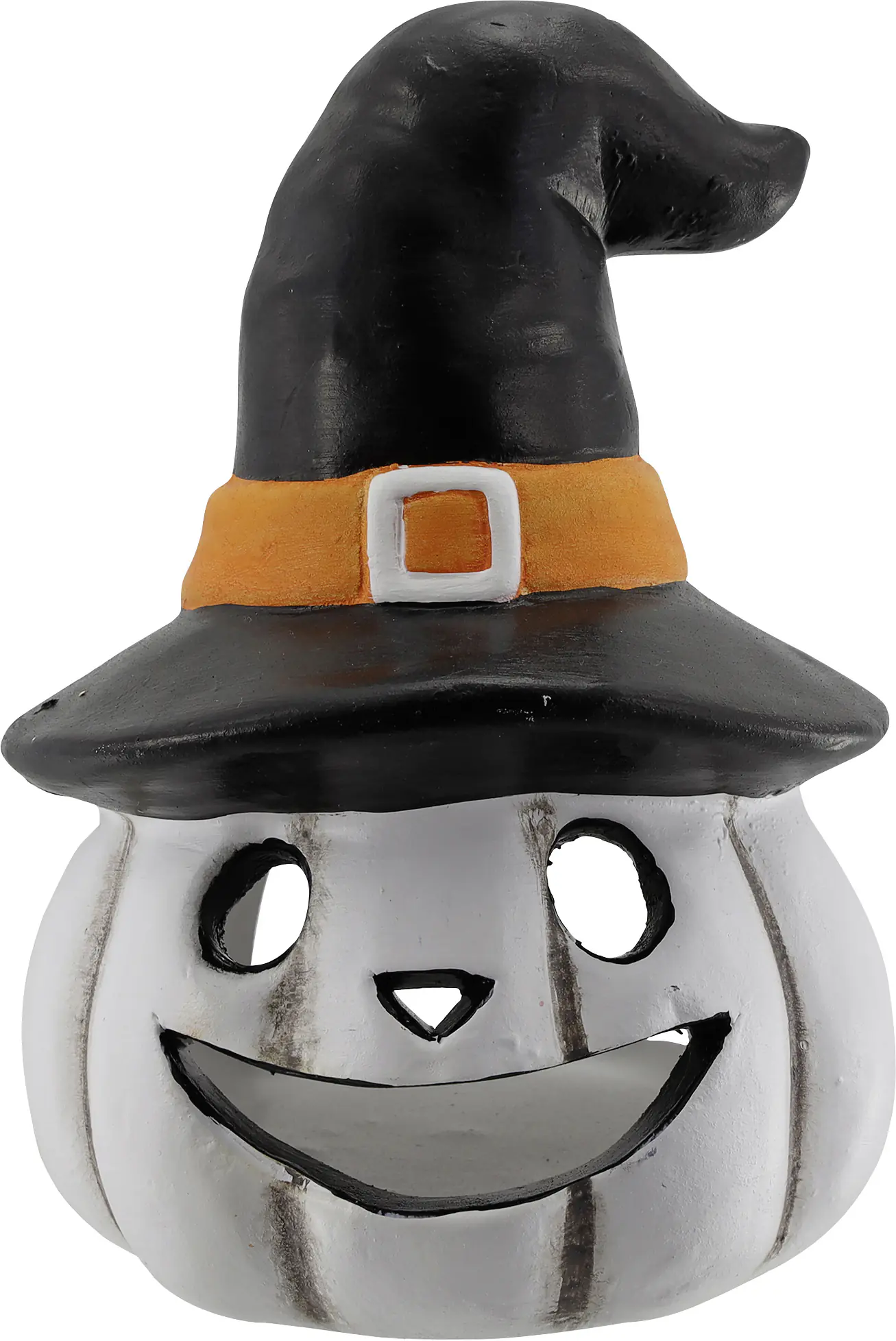Windlicht Halloween aus Keramik 15 x 11 cm weiß schwarz