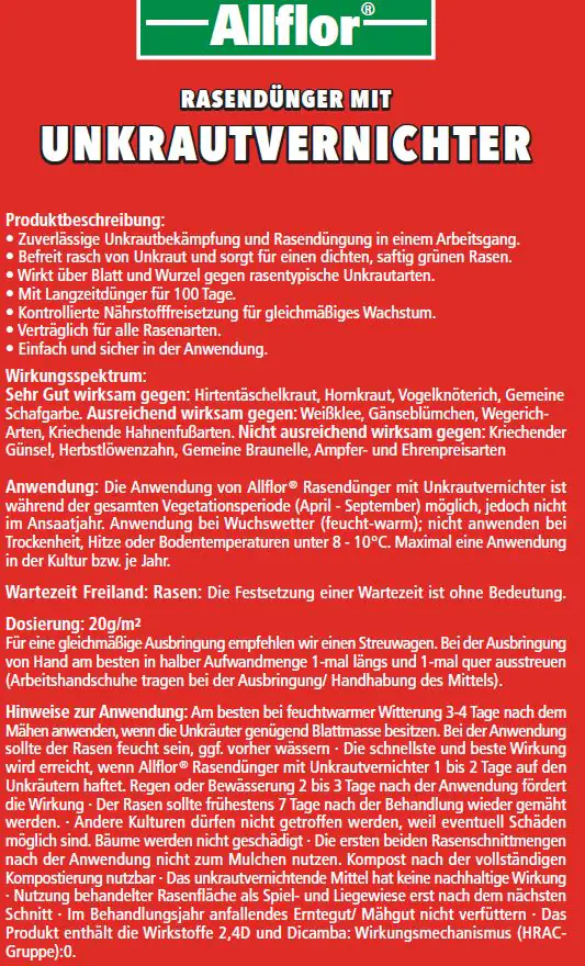 4020967008556_2 Allflor Rasendünger mit Unkrautvernichter 7,5 kg