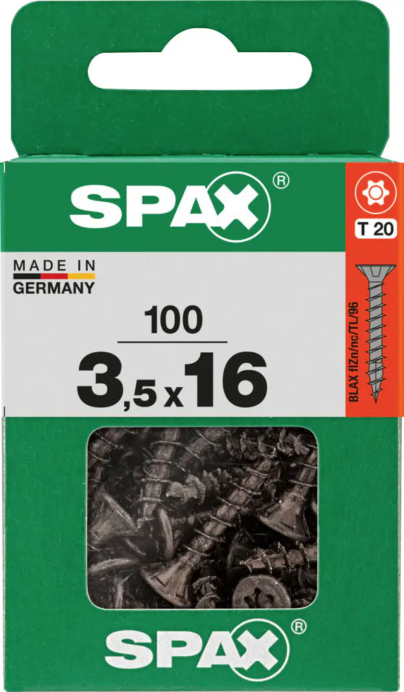 Spax Universalschrauben 3,5 x 16 mm T20 Vollgewinde - 100 Stk. 