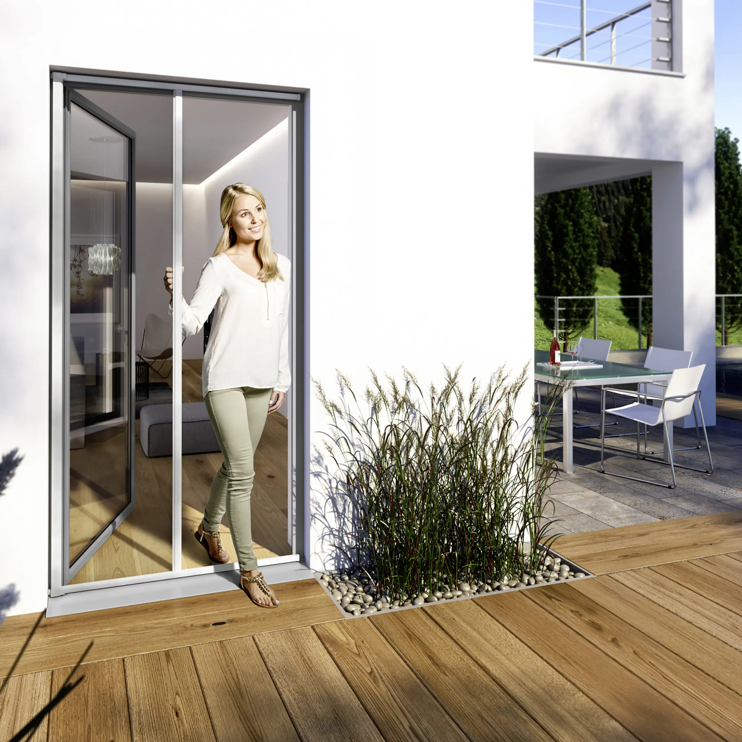 Windhager IS Maßrollo Tür bis 160 x 225 cm schwarz/weiß