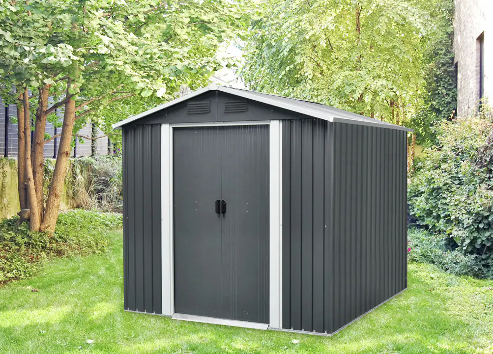 Pergart Metallgerätehaus Dresden II 86 226 x 162 cm schiefer-creme