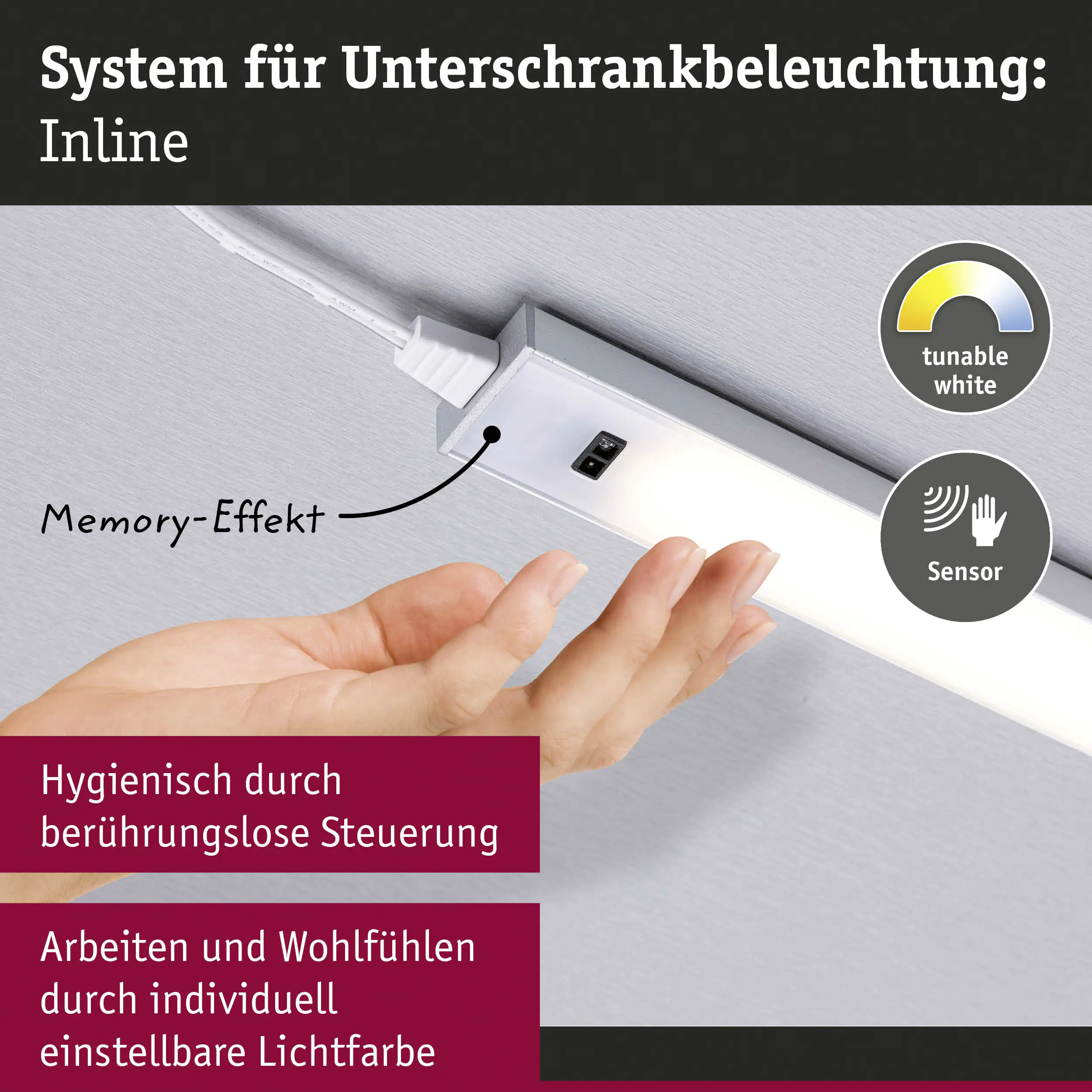 Paulmann LED Lichtleiste Inline chrom matt 35 cm TW 2er Set