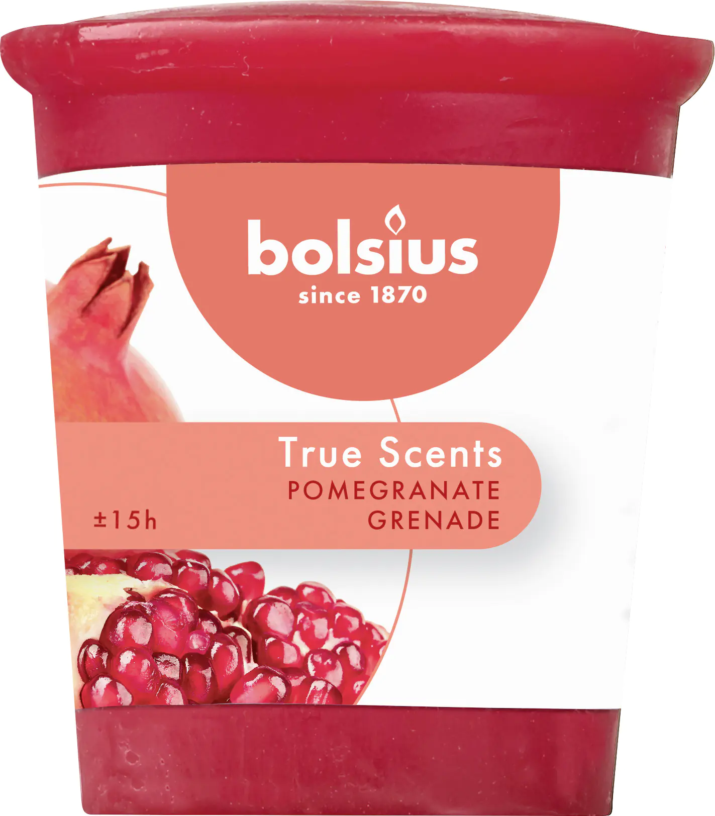 Bolsius Duftkerze Granatapfel, Höhe 5,3 cm, Ø 4,5 cm