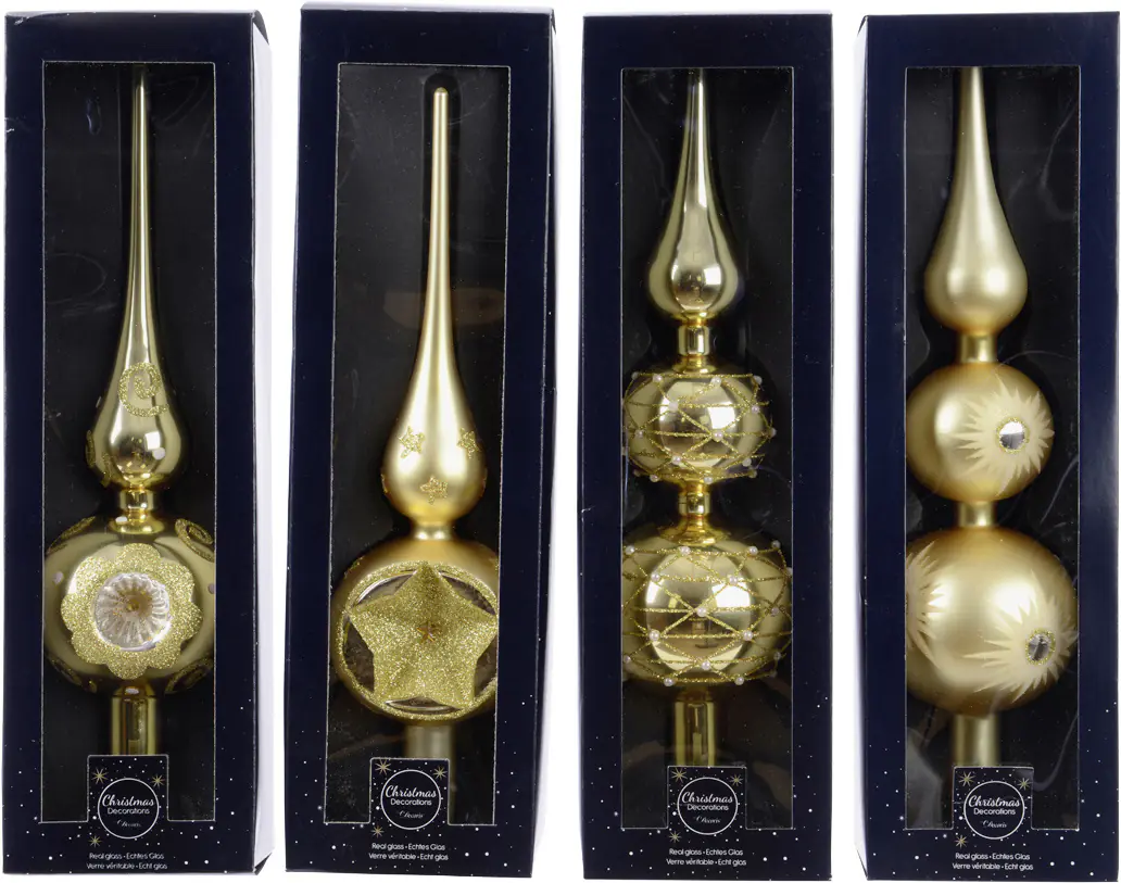 Kaemingk Weihnachtsbaumspitze Glas hellgold 31 cm