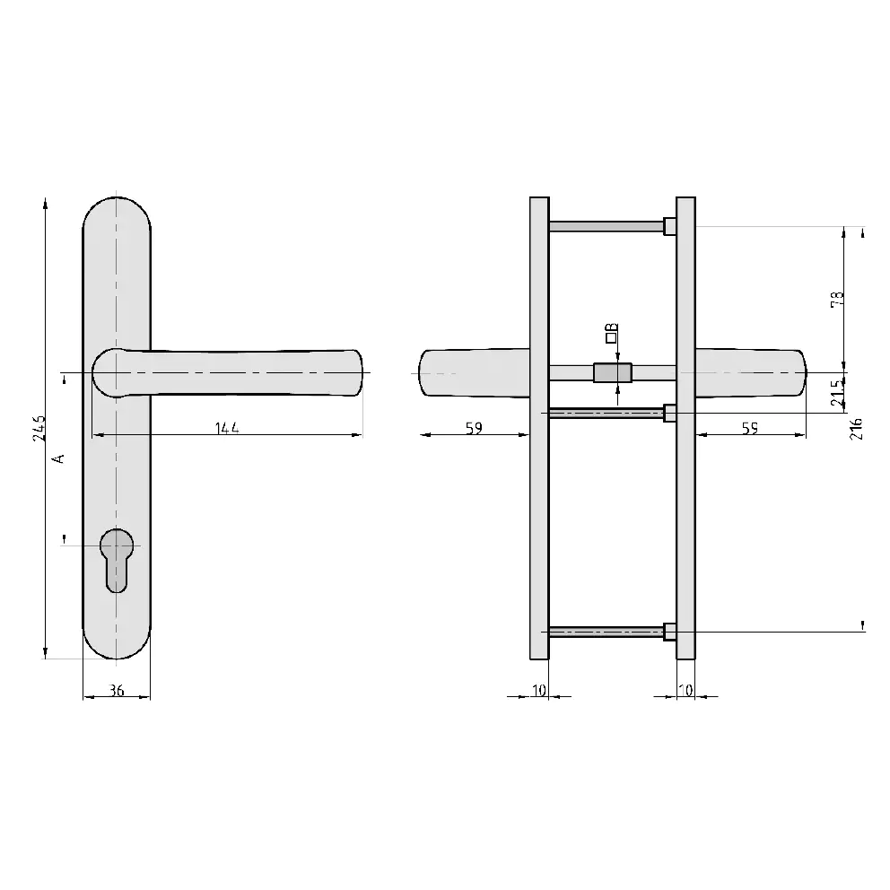 Basi PZ-Schmalrahmen Garnitur SR 4100 Edelstahl silber abgerundet