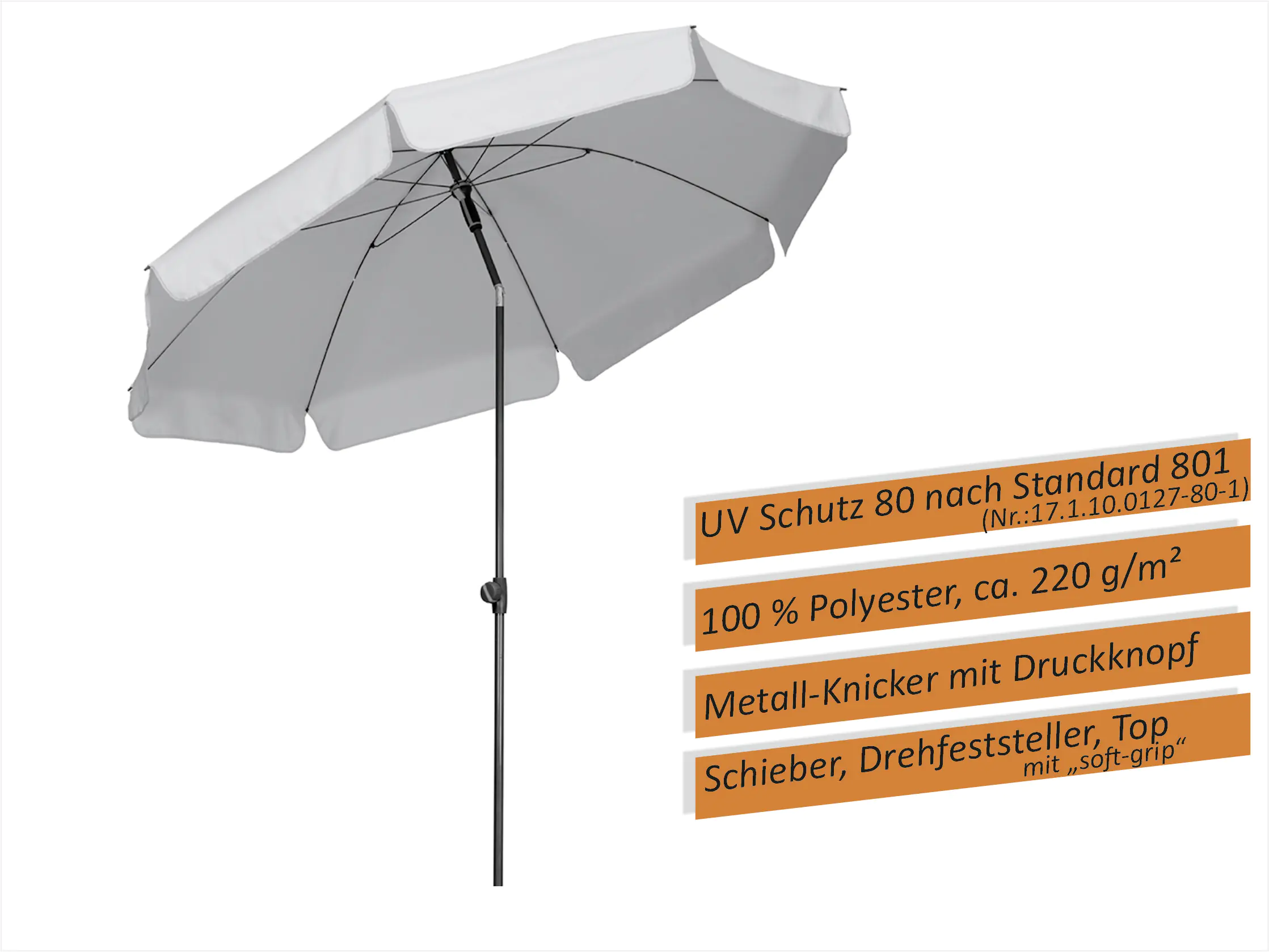 Schneider Sonnenschirm Aquila silbergrau Ø 200 cm Schneider Sonnenschirm Aquila silbergrau Ø 200 cm