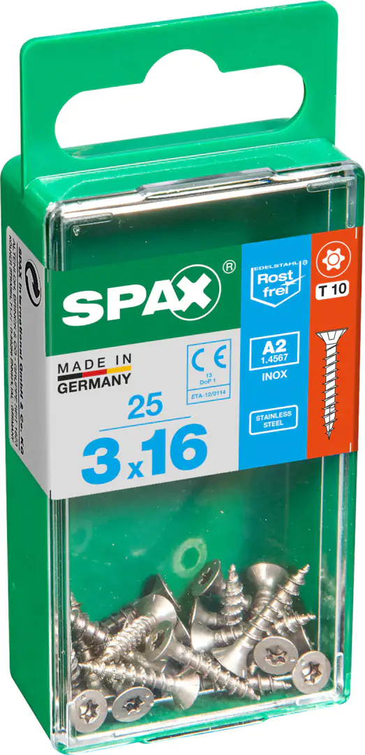 Spax Universalschrauben 3.0 x 16 mm TX 10 Senkkopf - 25 Stk.