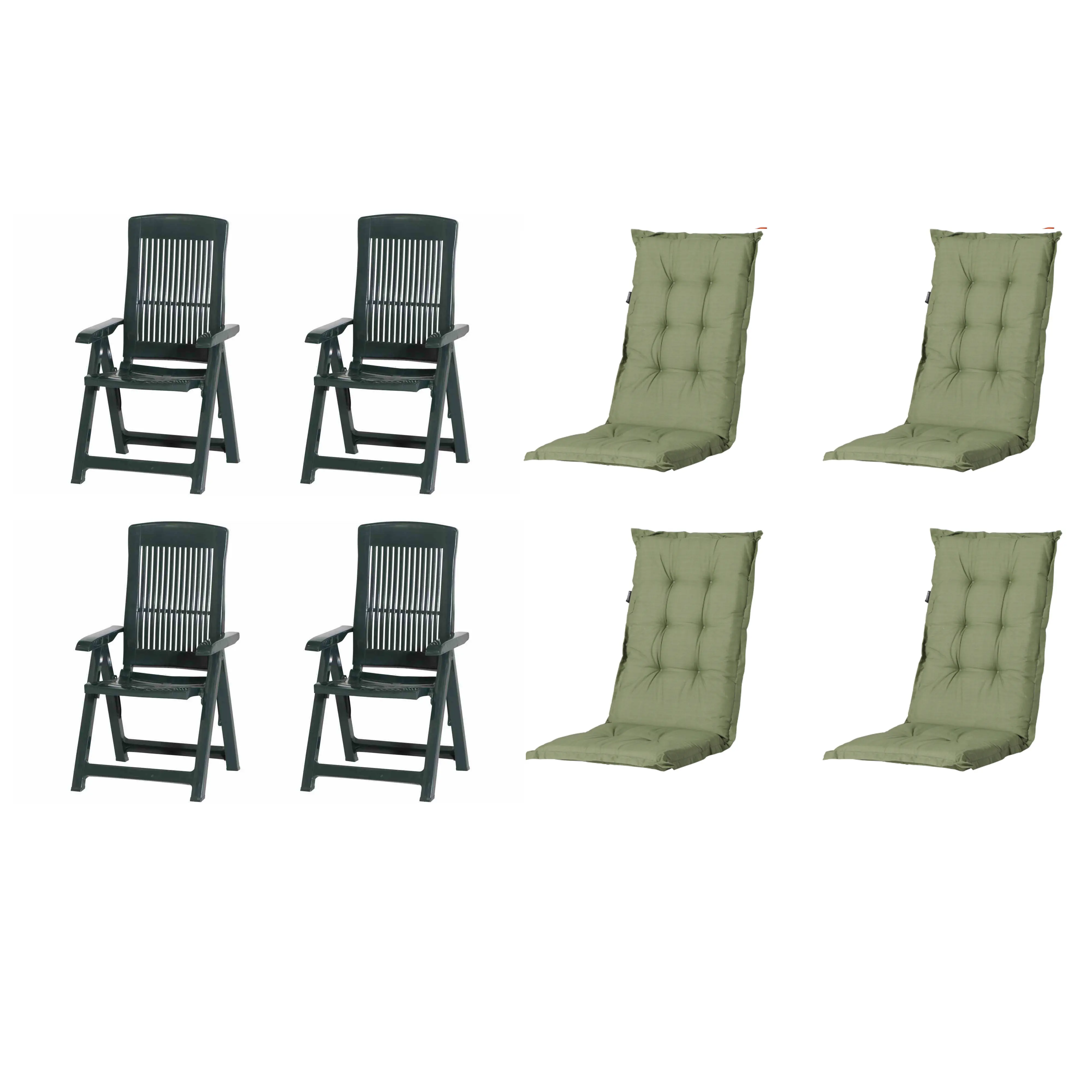 Progarden Gartenstuhl-Set Tampa mit Auflagen grün 8-tlg.