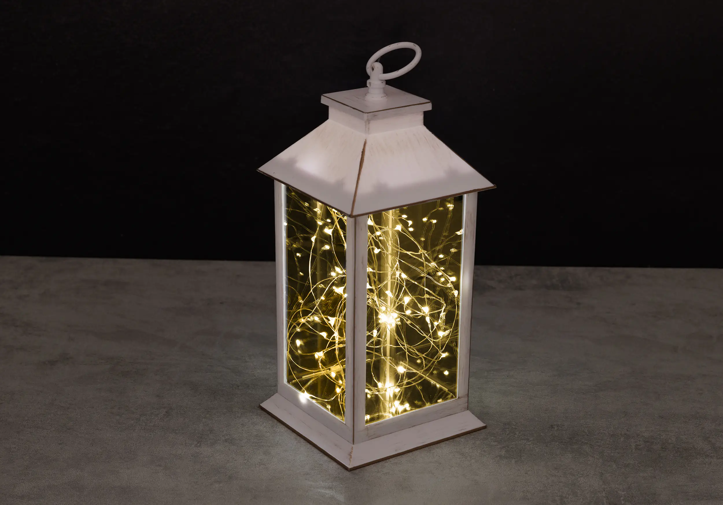 TrendLine LED Laterne weiß 34 x 14 cm warmweiß-bunt Außen mit Timer TrendLine LED Laterne weiß 34 x 14 cm warmweiß-bunt Außen mit Timer