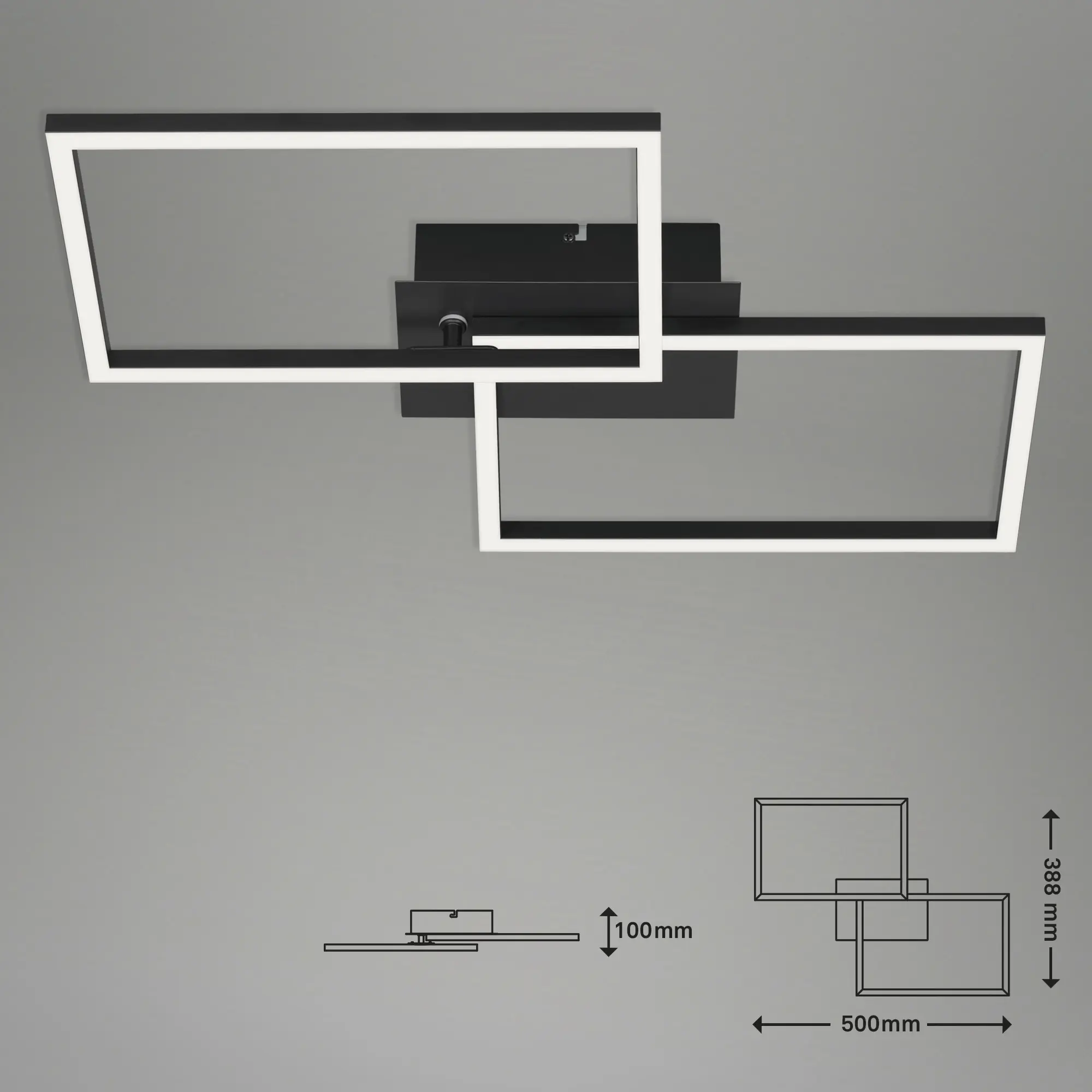 Briloner LED-Deckenleuchte Frame 50 x 39 cm schwarz dimmbar warmweiß