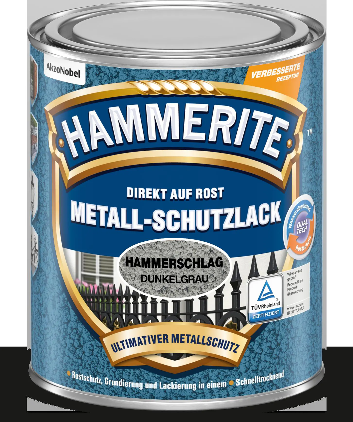 Hammerite Metall-Schutzlack Hammerschlag 250 ml dunkelgrau