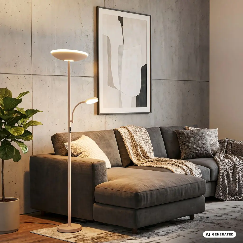 Briloner LED-Stehleuchte SIRA mit Lesearm Ø 26 x 180 cm beige