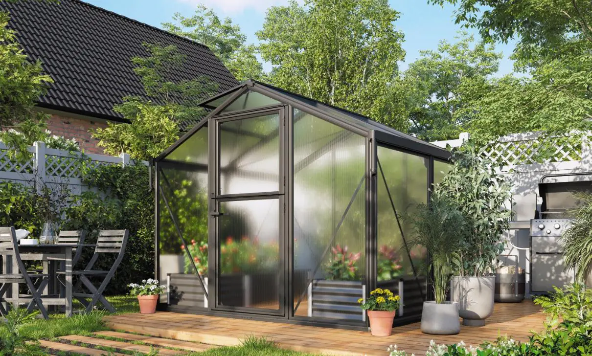 Gewächshaus Deimos 5800 260 x 224 cm schwarz HKP 10 mm Gewächshaus Deimos 5800 260 x 224 cm schwarz HKP 10 mm