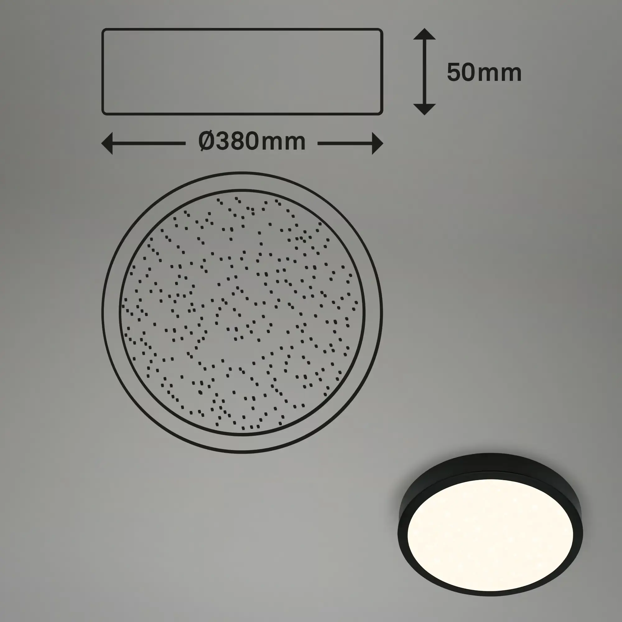 Briloner LED Deckenleuchte Runa Ø 38 cm schwarz Sternencover CCT