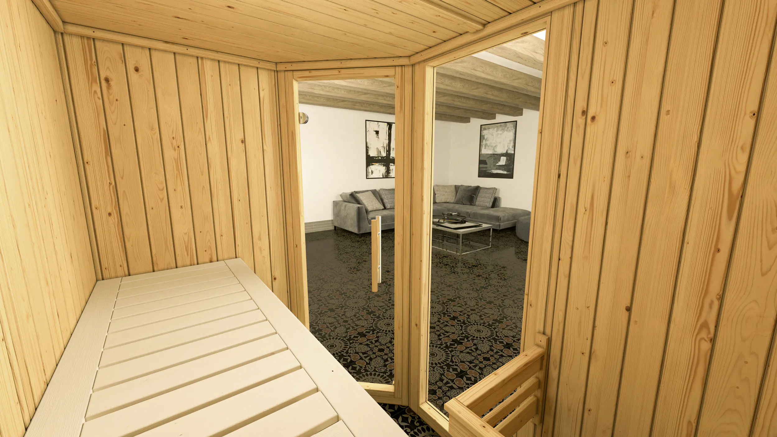 Weka Sauna Varberg 1 mit Glastür & Fenster 2,73 m² + 7,5 kW Ofen BioS