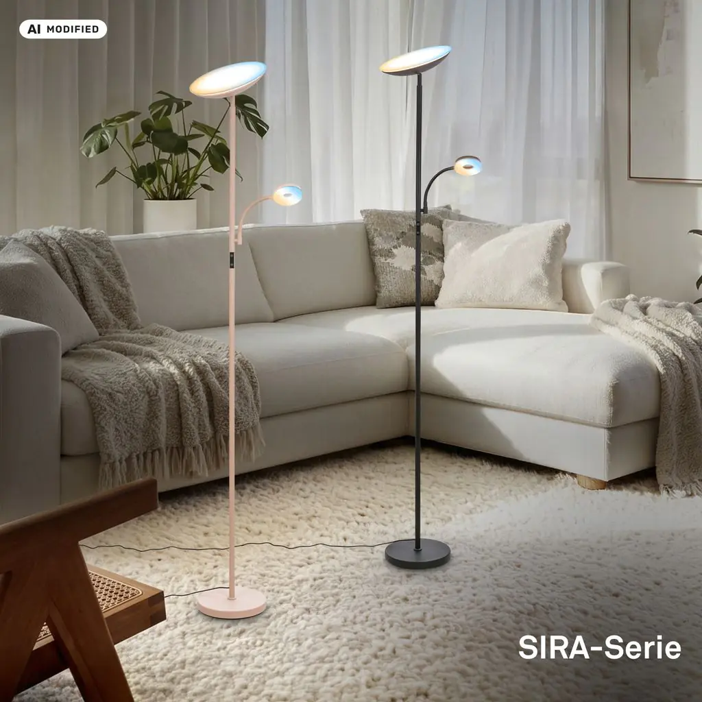 Briloner LED-Stehleuchte SIRA mit Lesearm Ø 26 x 180 cm beige