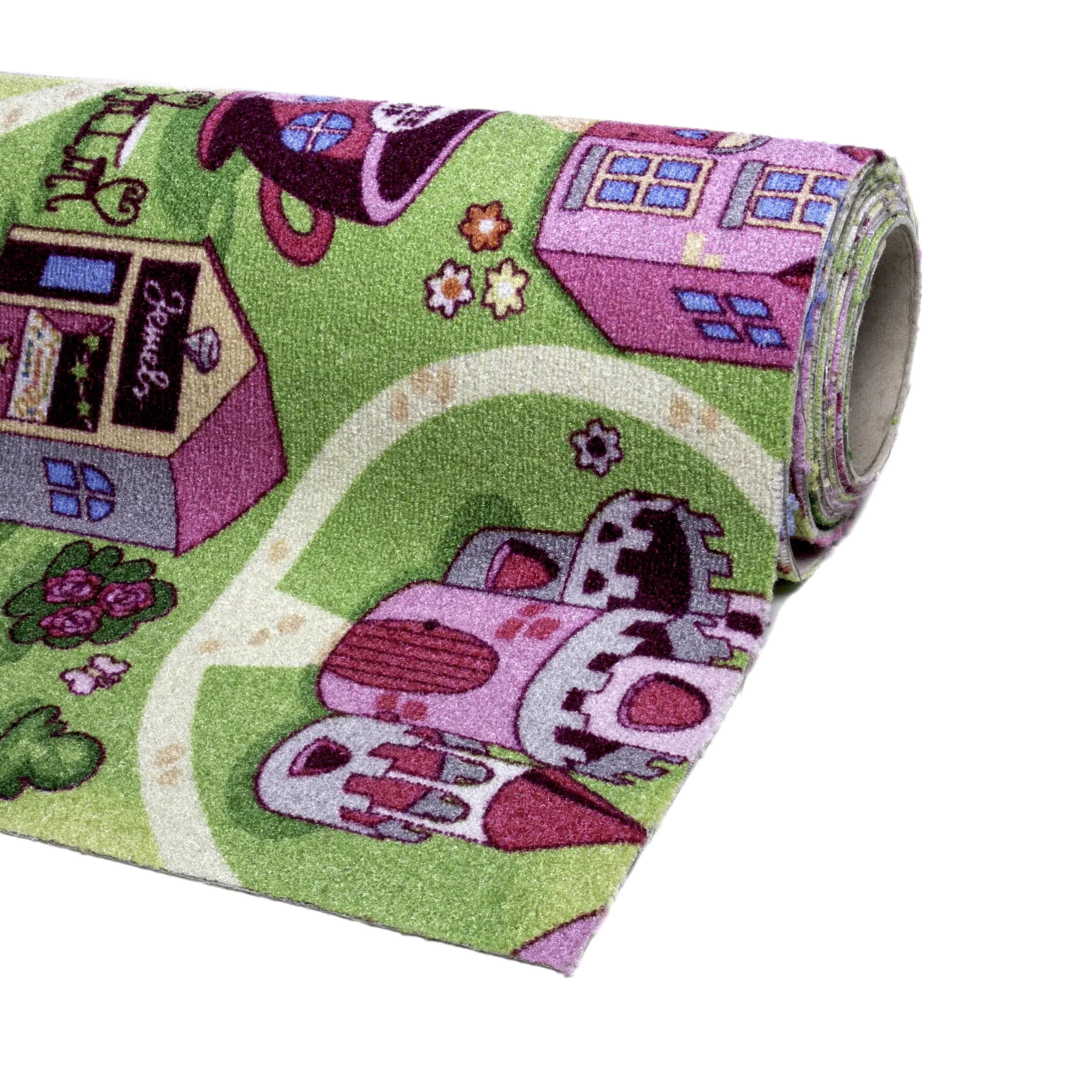 4002398710161_3 Andiamo Kinderteppich Straßenteppich Sweet Town nach Maß pink 4 m breit