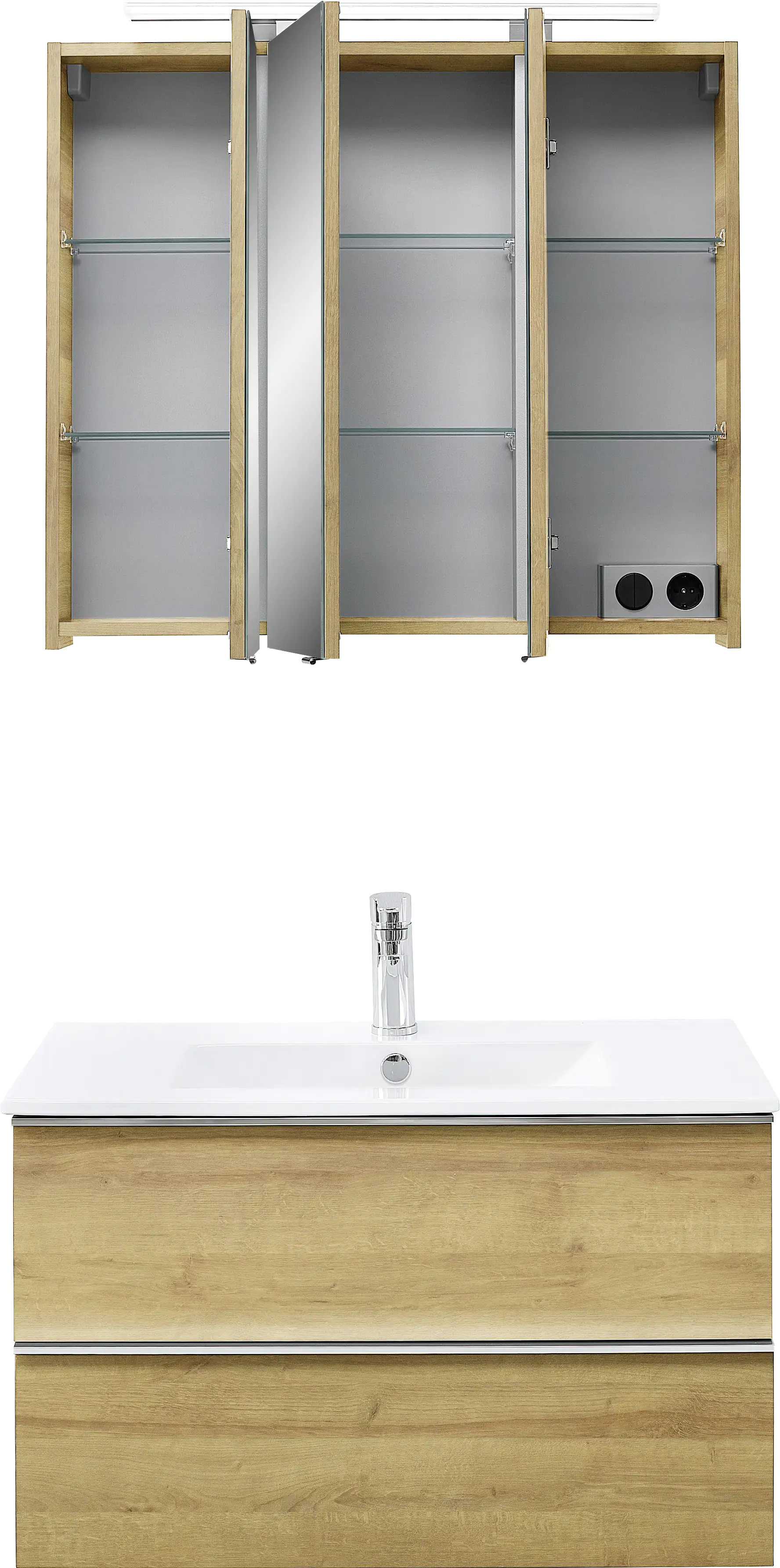 4017026181572_2783813 Primaster Bad-Set Düsseldorf riviera 81 cm LED-Leuchten, Keramikwaschtisch